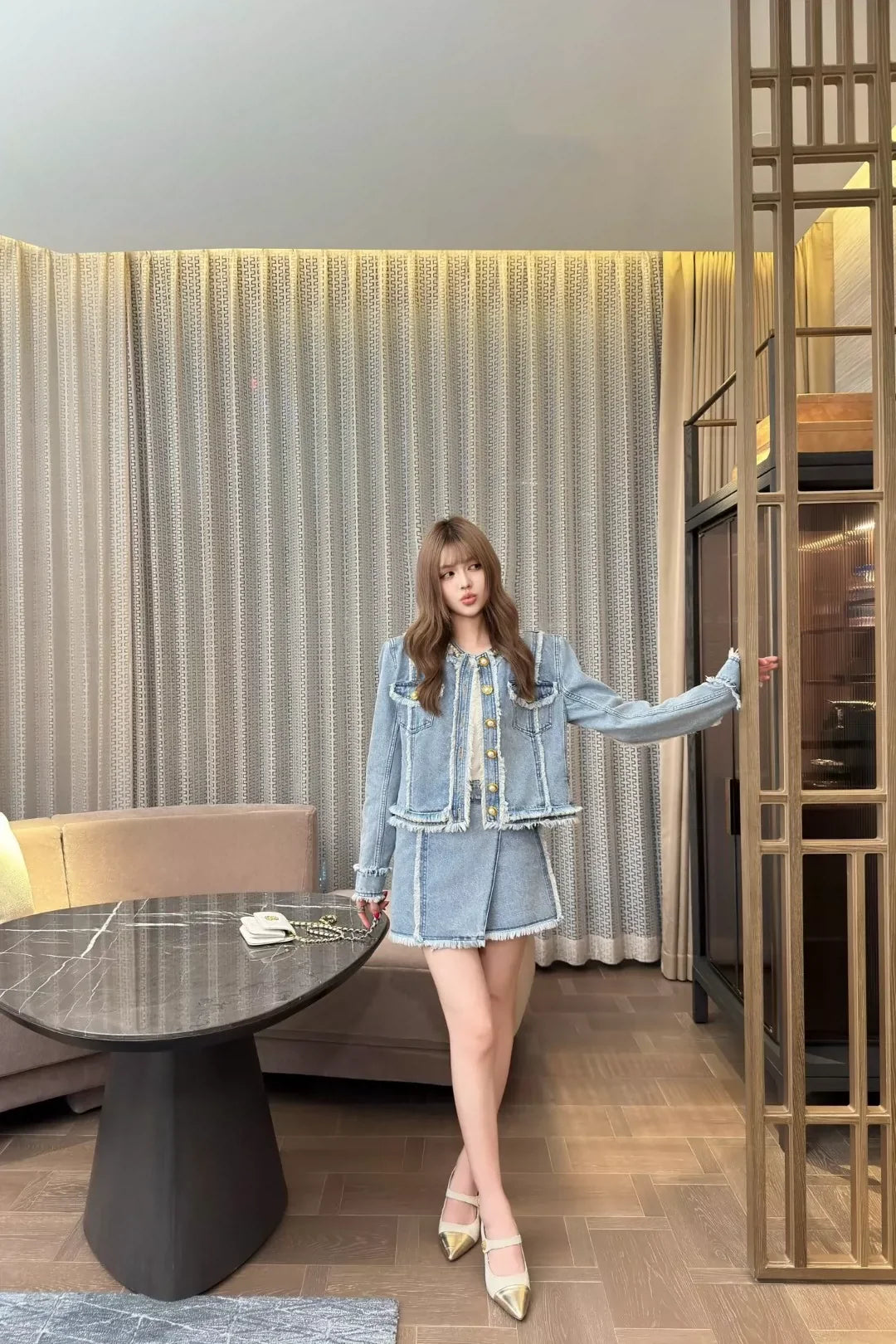 Bal 25 New Raw Edge Denim Half Skirt