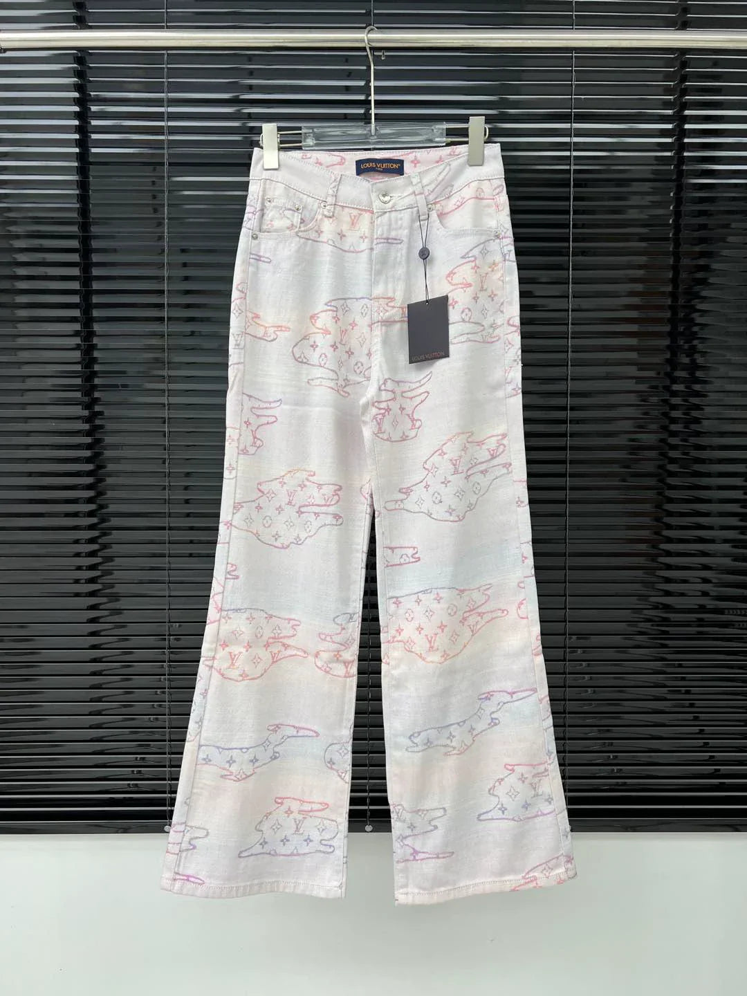 25 Colorful pattern jacquard denim trousers