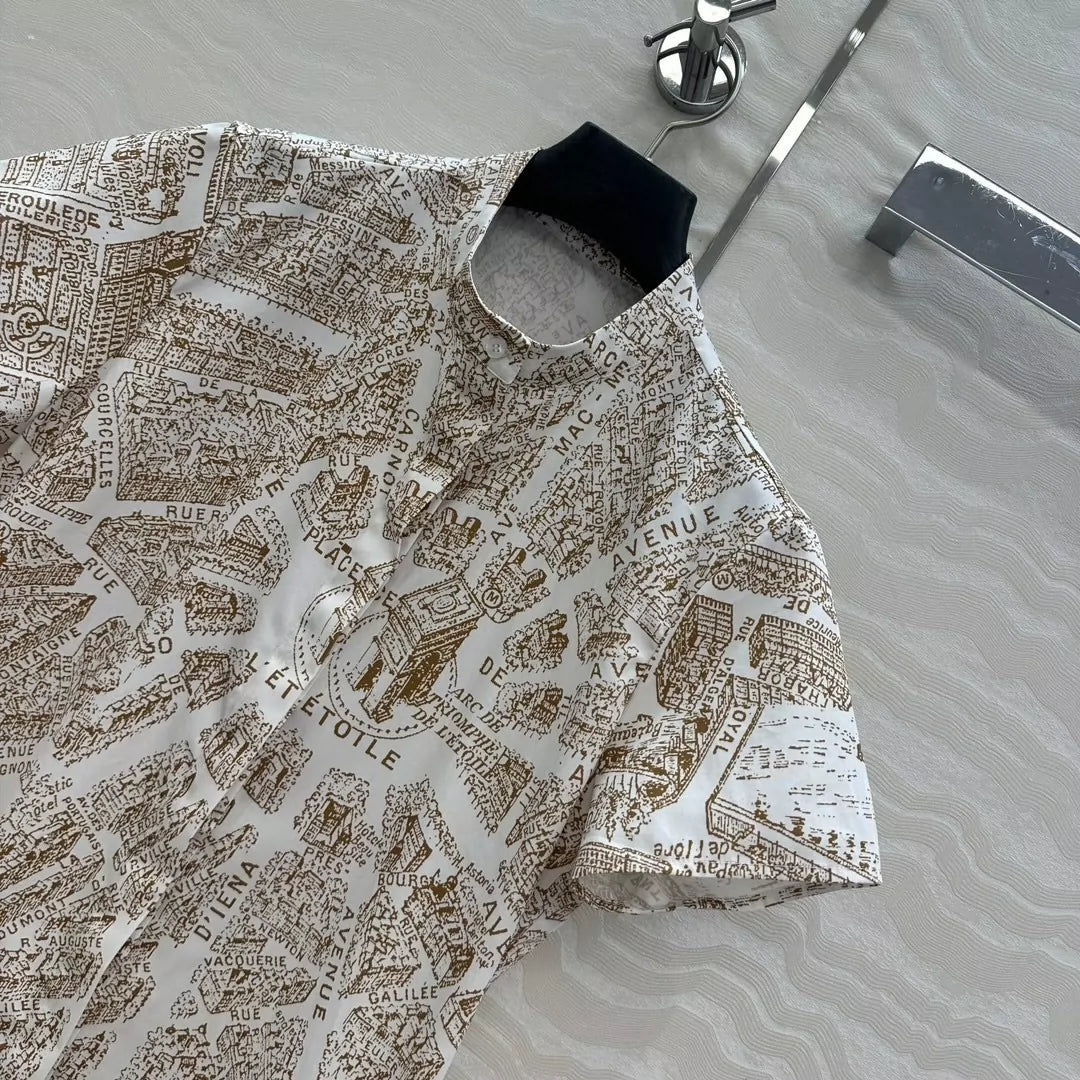 D 25 New Paris map pattern silk cotton dresses