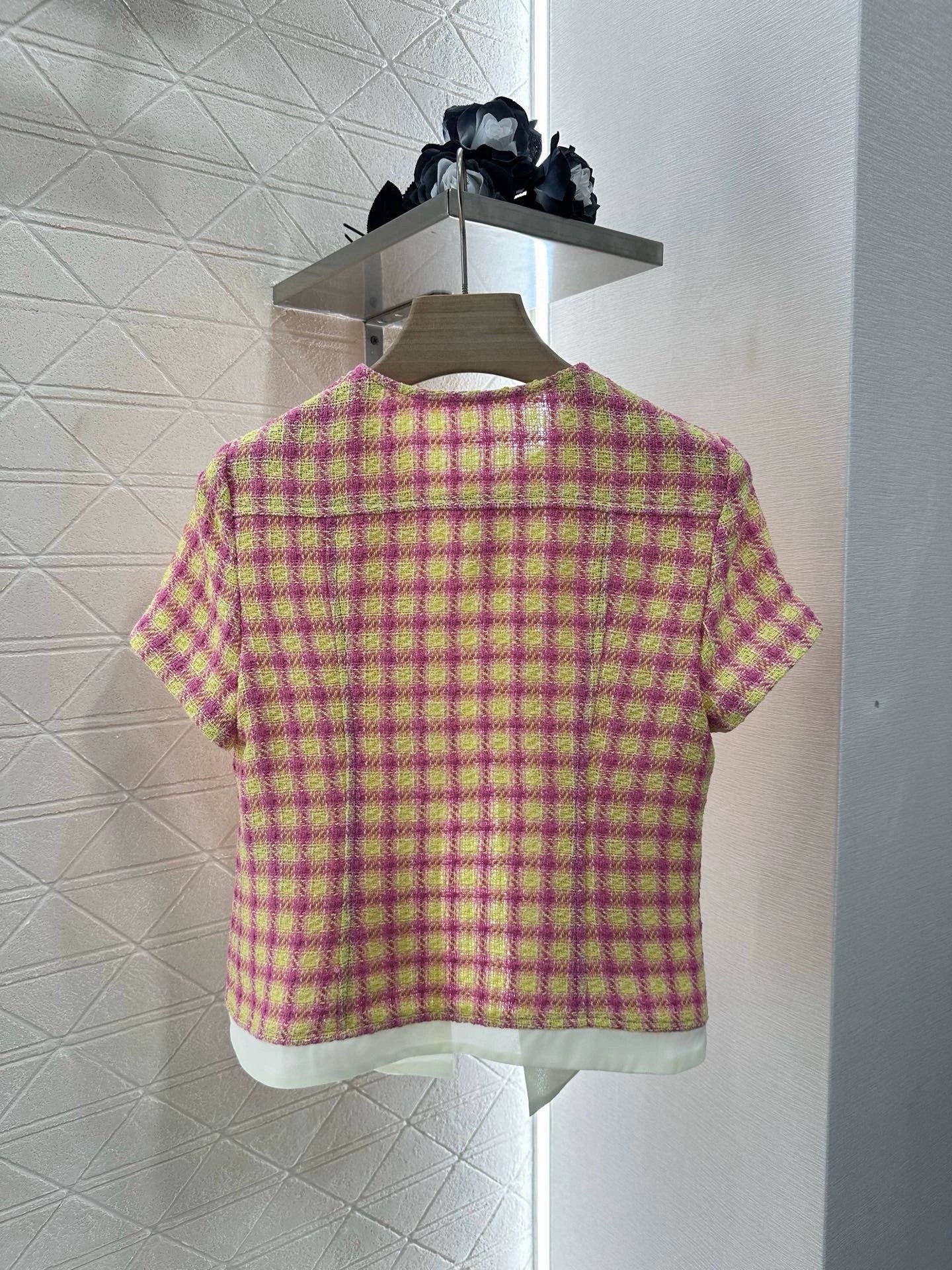 C Spring 25 New Plaid Ribbon Blouse and Half Skirt Set