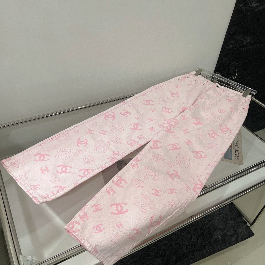 C 25 Summer New Summer Dopamine Jacquard Tencel Straight Leg Pants