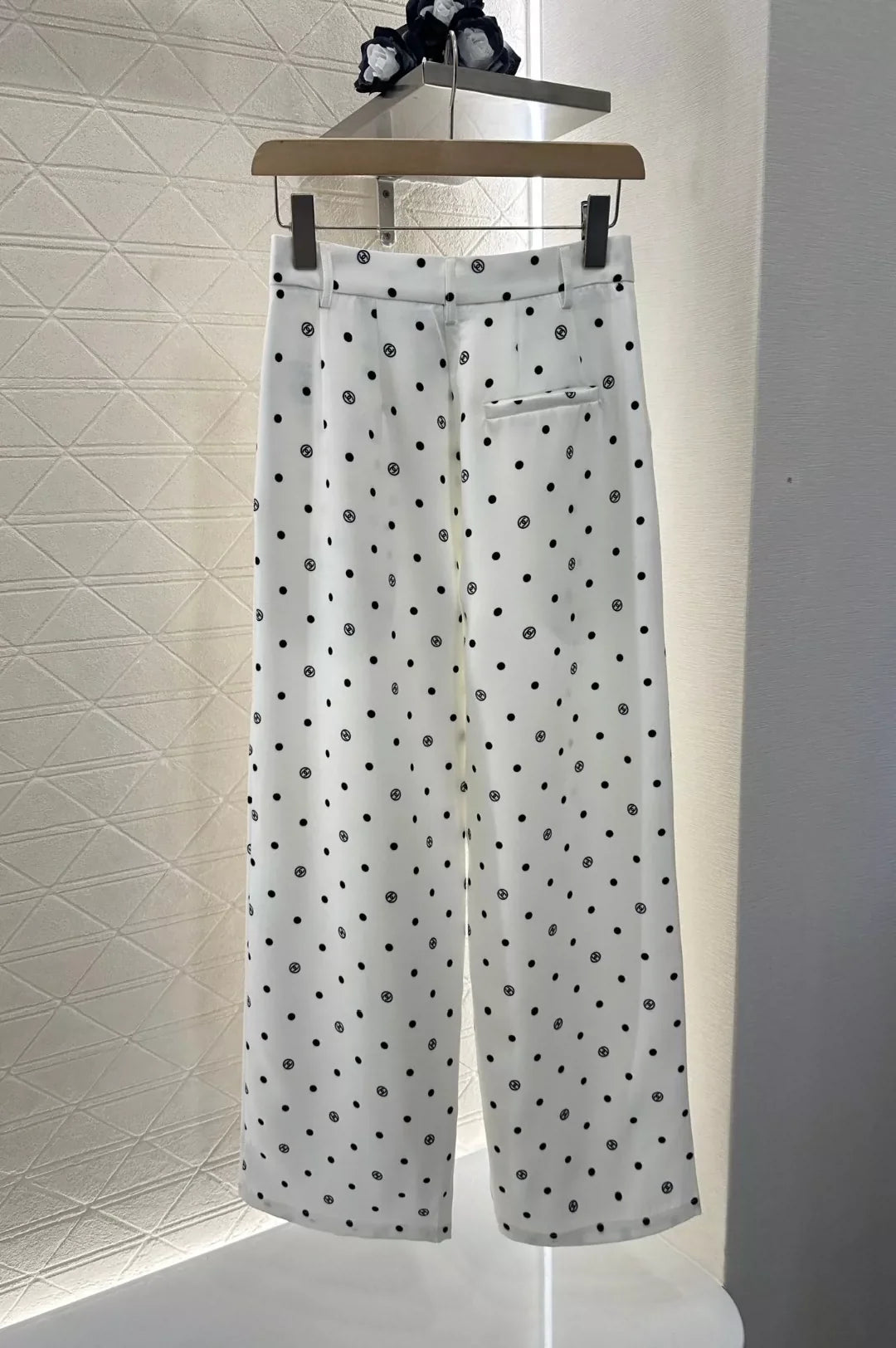 C Spring/Summer 25 New Printed Polka Dot Wide Leg Pants