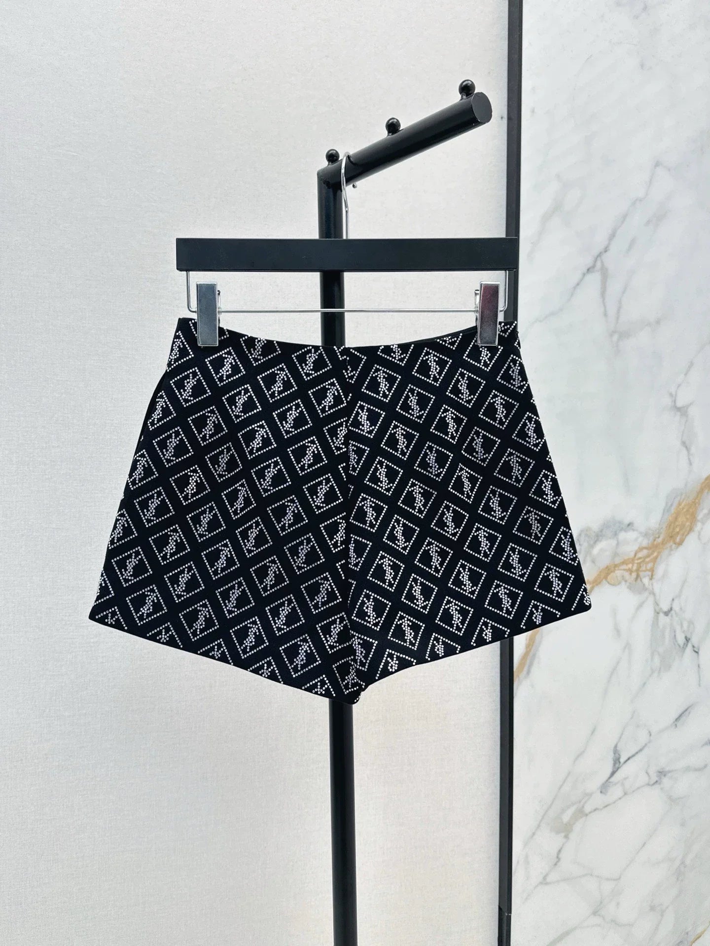 Y 25 Rhinestone Logo Shorts