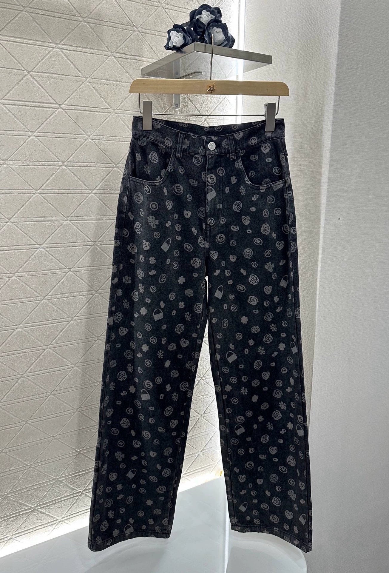 C 25 Laser printed denim trousers