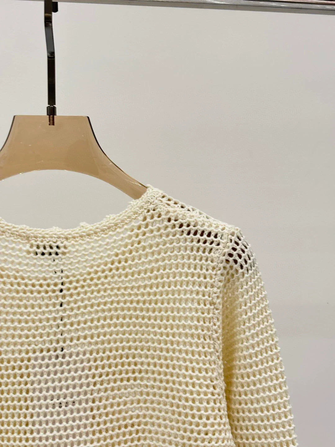 CE 25 Spring and Summer new round neck letter logo jacquard hollow knitted long sleeves