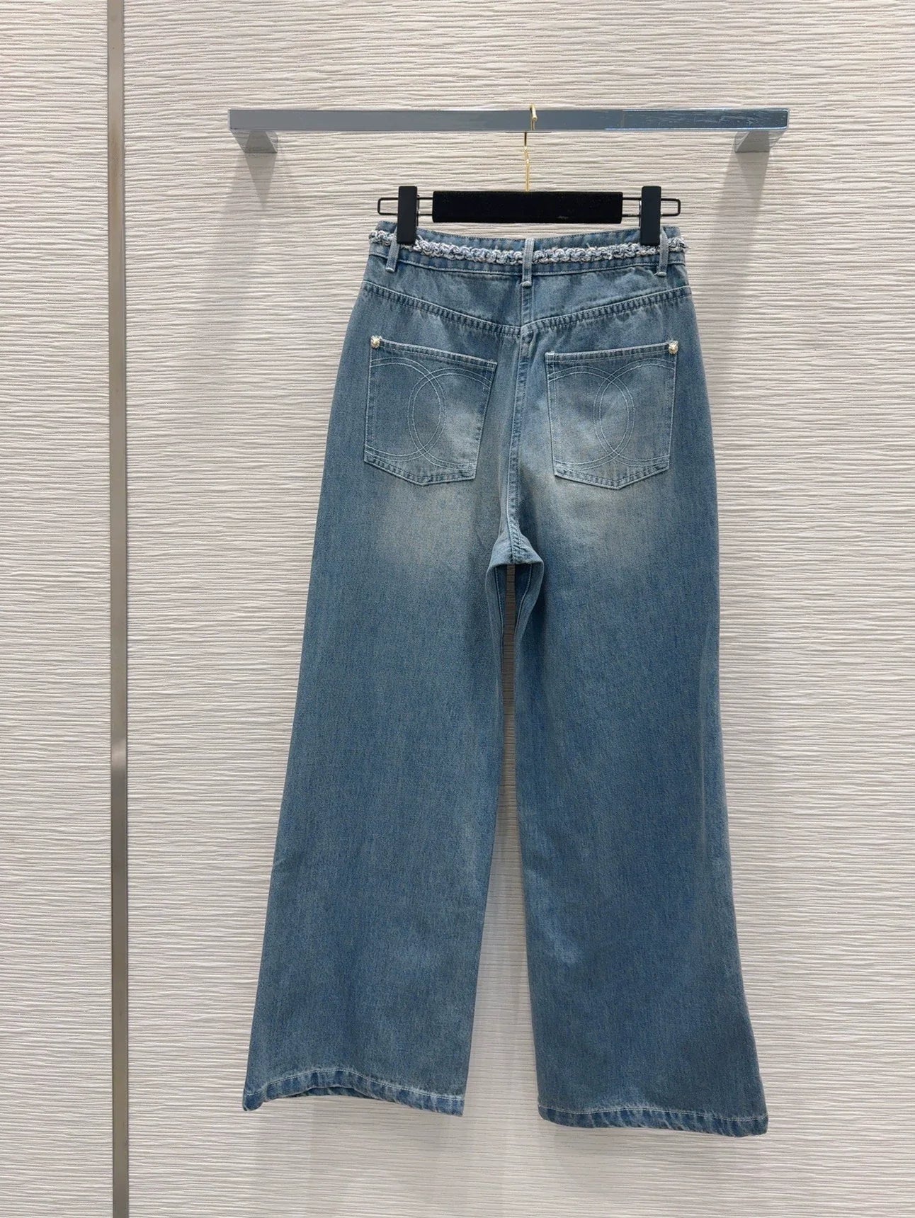 C 25 New Braided Embellished Denim Trousers