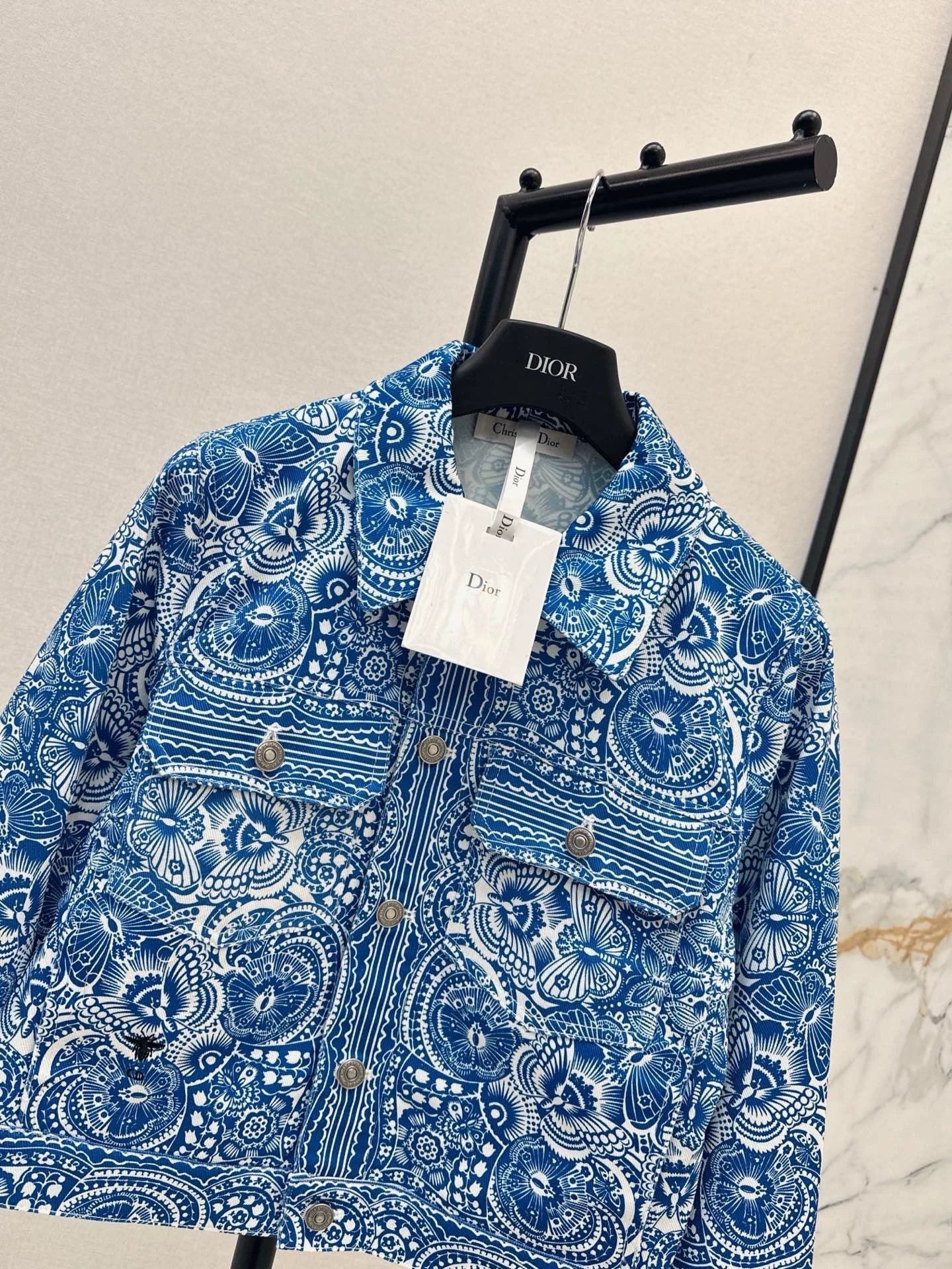 D 25 Spring/Summer New Celadon Butterfly Print Denim Collection Jacket