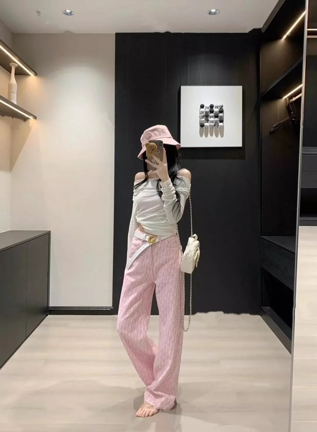 D 25 Spring and summer new full print logo jacquard straight jeans