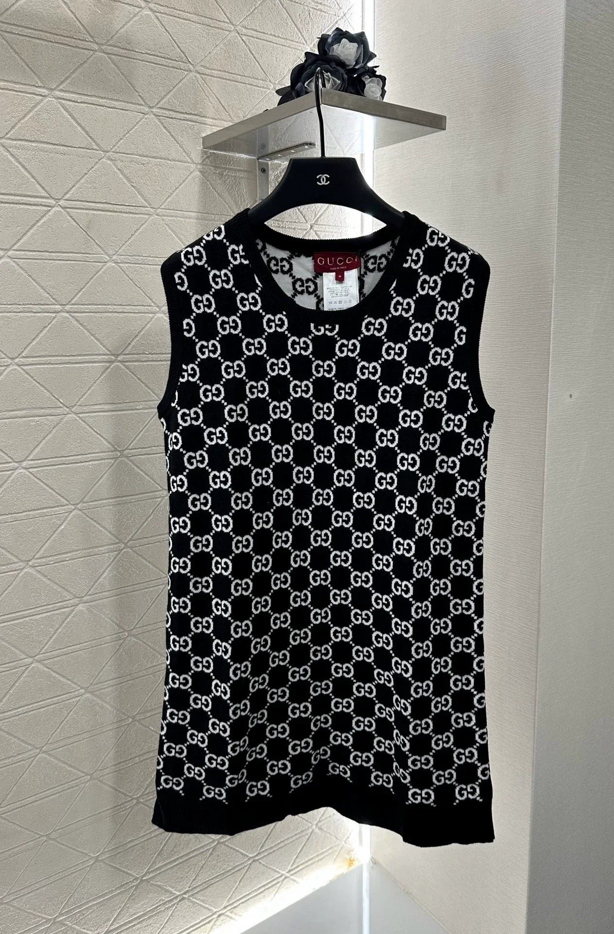 G 25 Reversible jacquard knitted vest dress