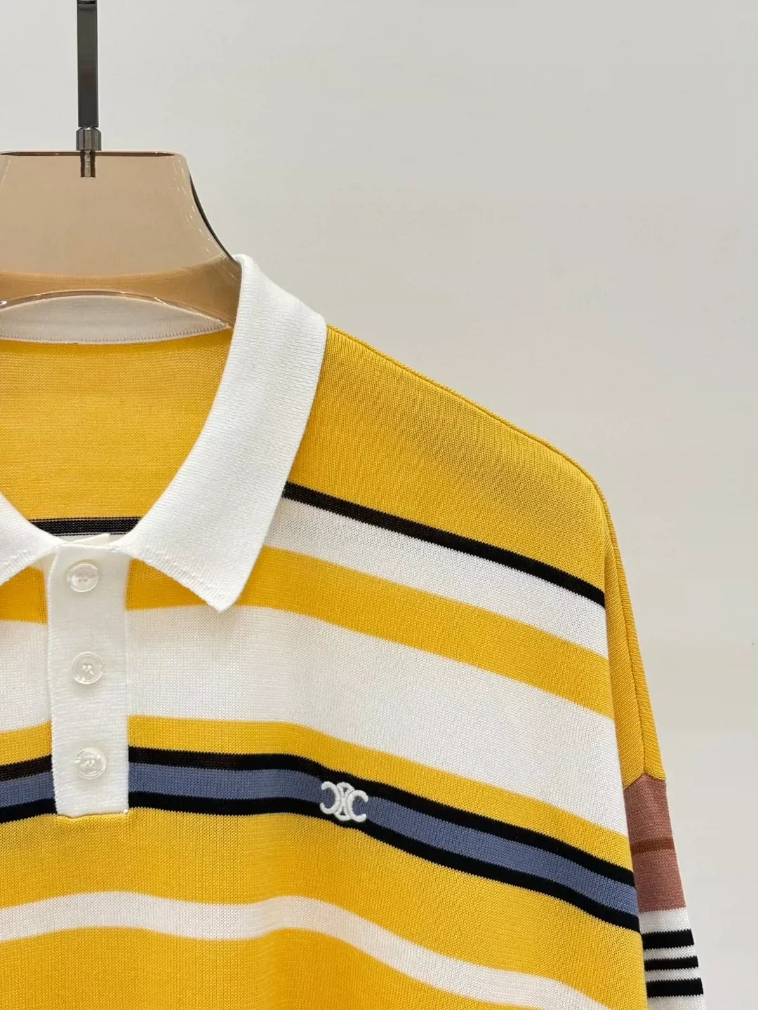 CE 25 Spring and Summer new lapel logo embroidery pure cotton knitted long sleeves