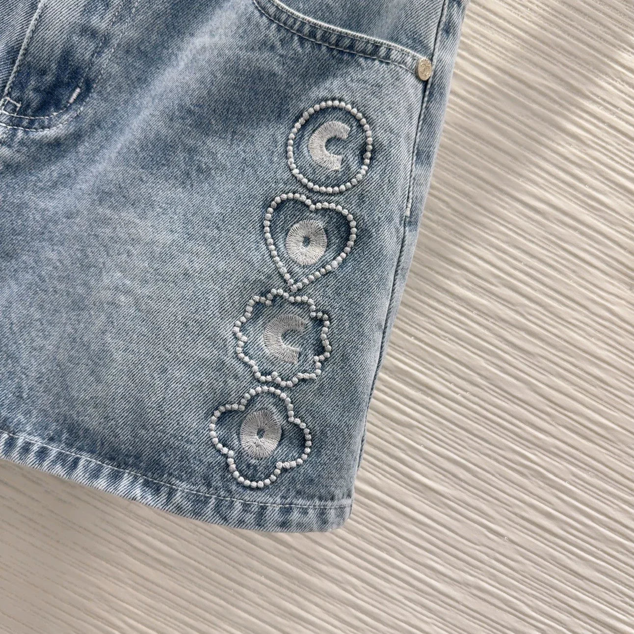 c 25 New Embroidered Denim Shorts