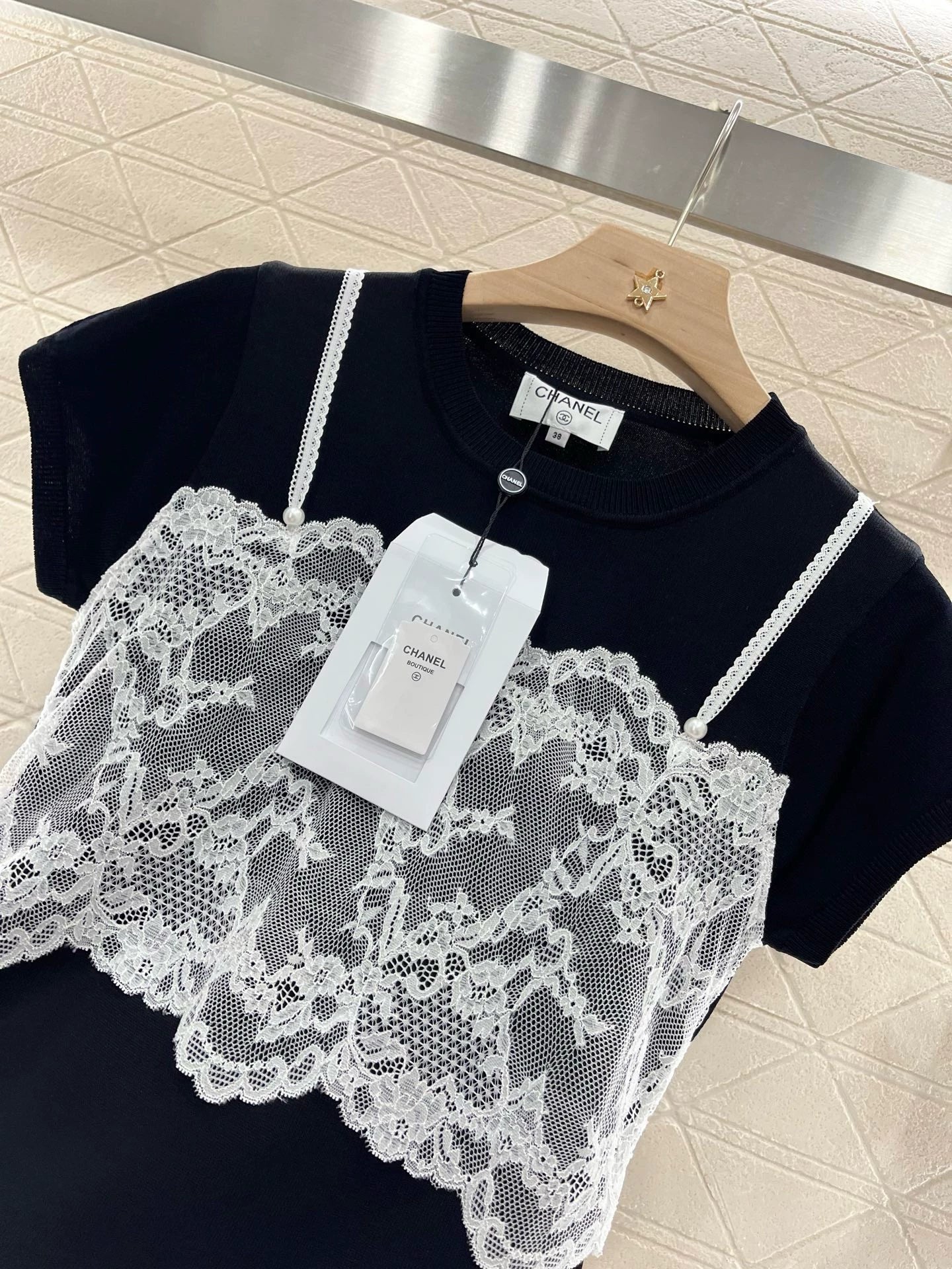 C 25 New Sling False Two Piece Knit Top