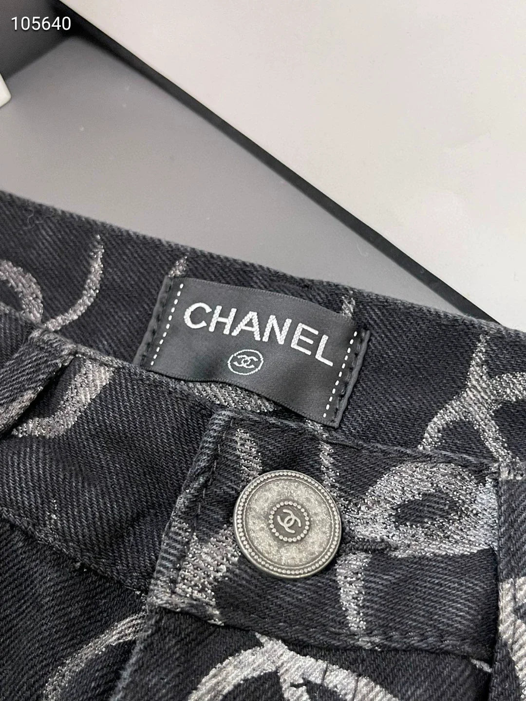 C 25 Full print double c back pocket hand studded sequin jeans