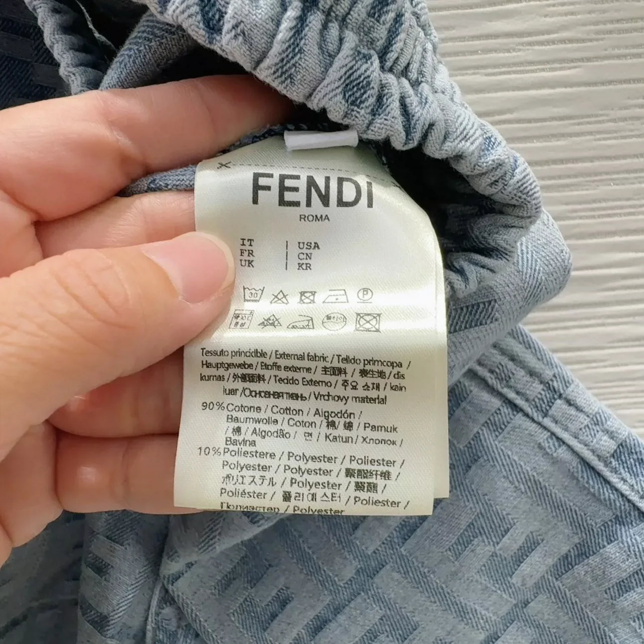 F 25 New monogrammed jacquard denim shorts