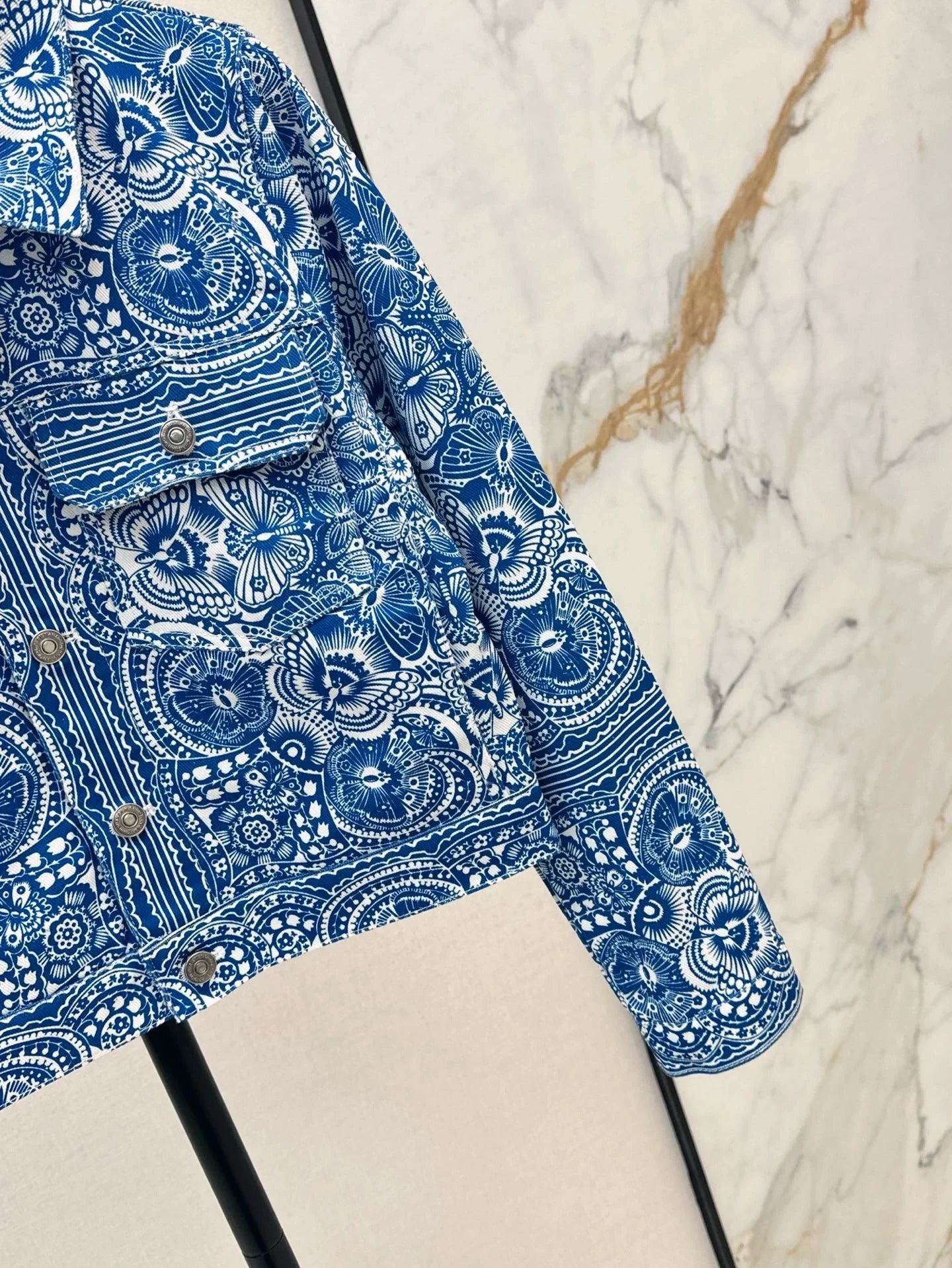 D 25 Spring/Summer New Celadon Butterfly Print Denim Collection Jacket