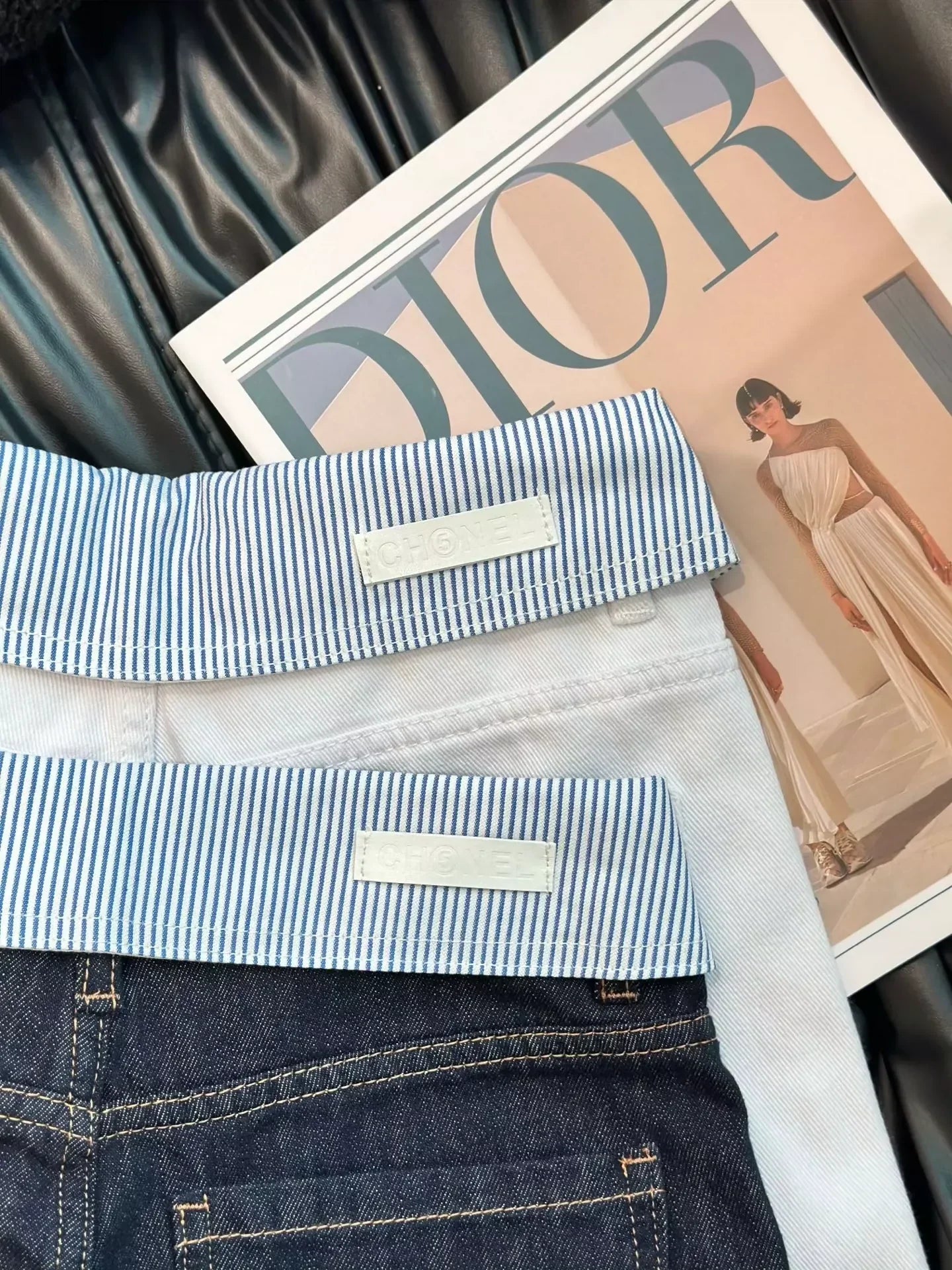25 Cuffed rhinestone lettered denim straight-leg pants