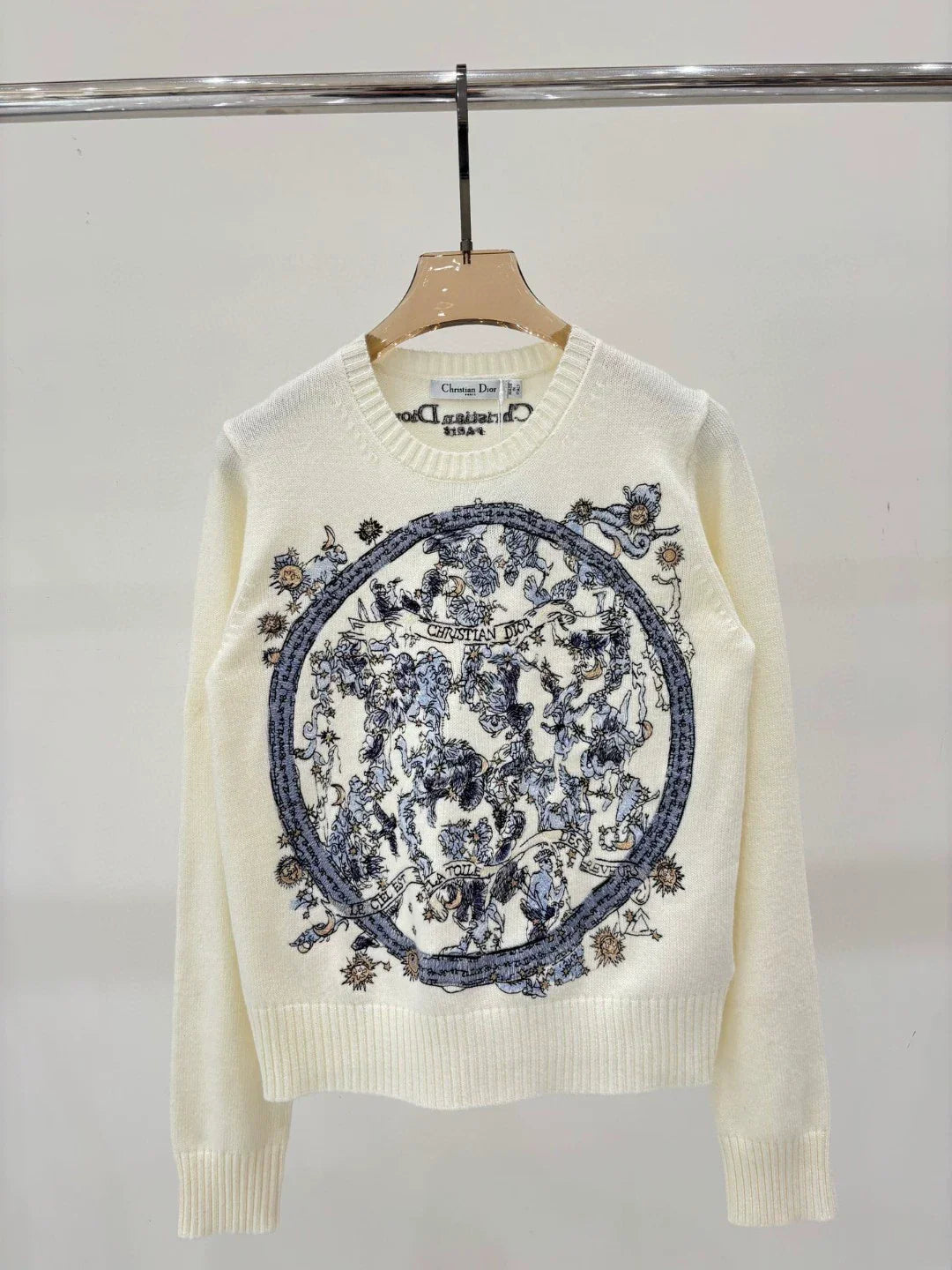 D 25 Spring and Summer New Round Neck Letters Floral Logo Embroidery Knitted Long Sleeves