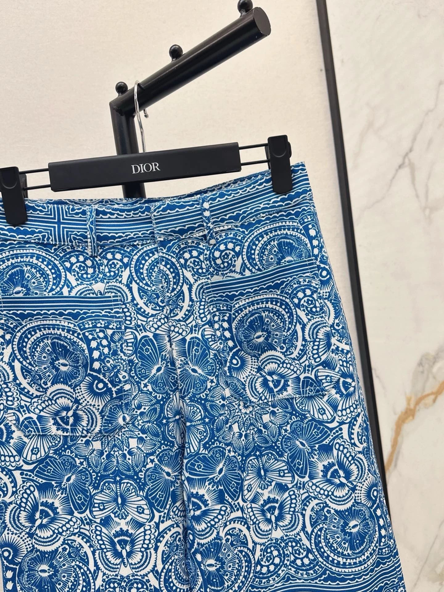 D 25 New Celadon Butterfly Print Denim Collection Long Pants