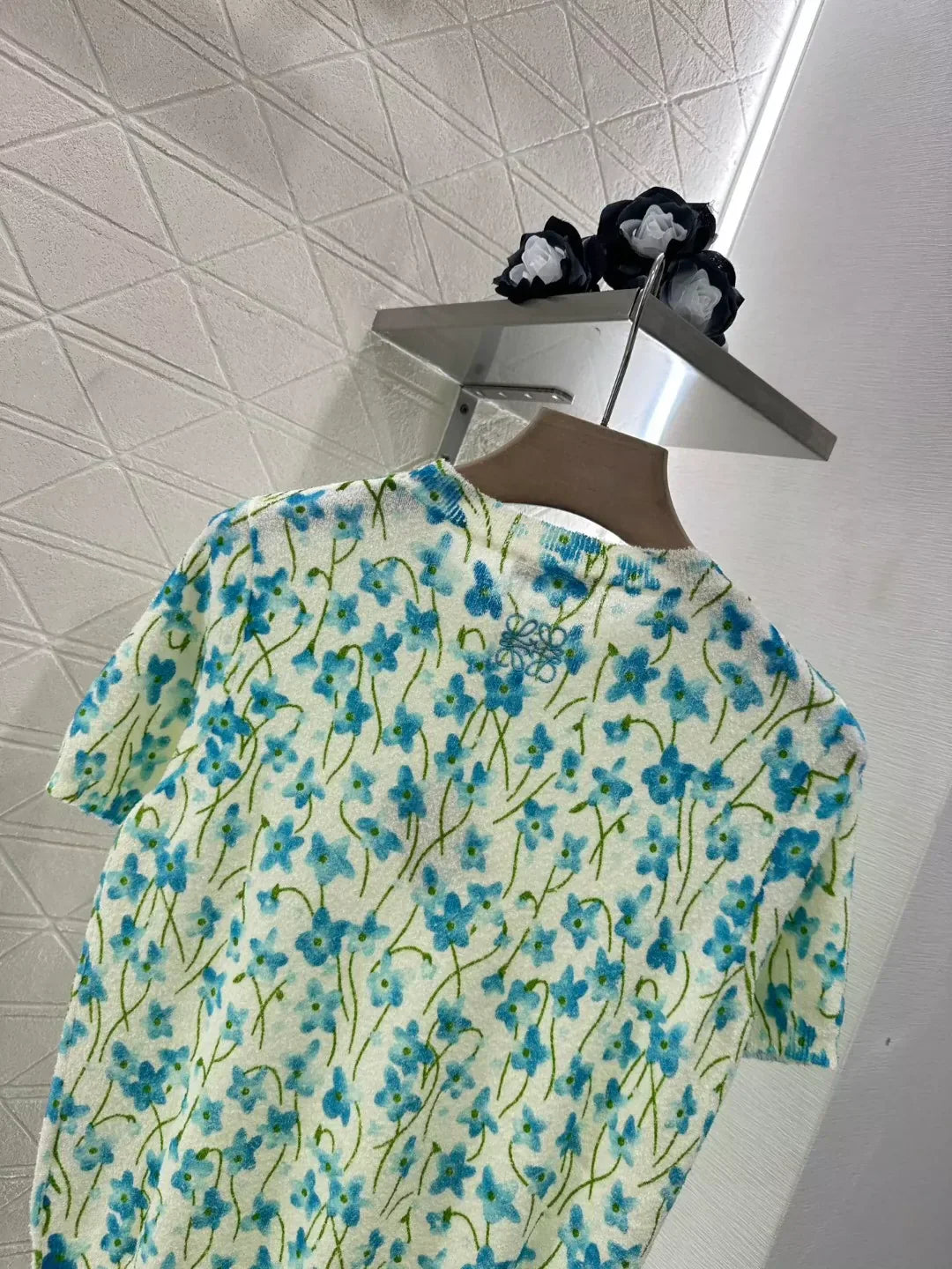 LO 25 spring/summer new floral knit short-sleeve blouse