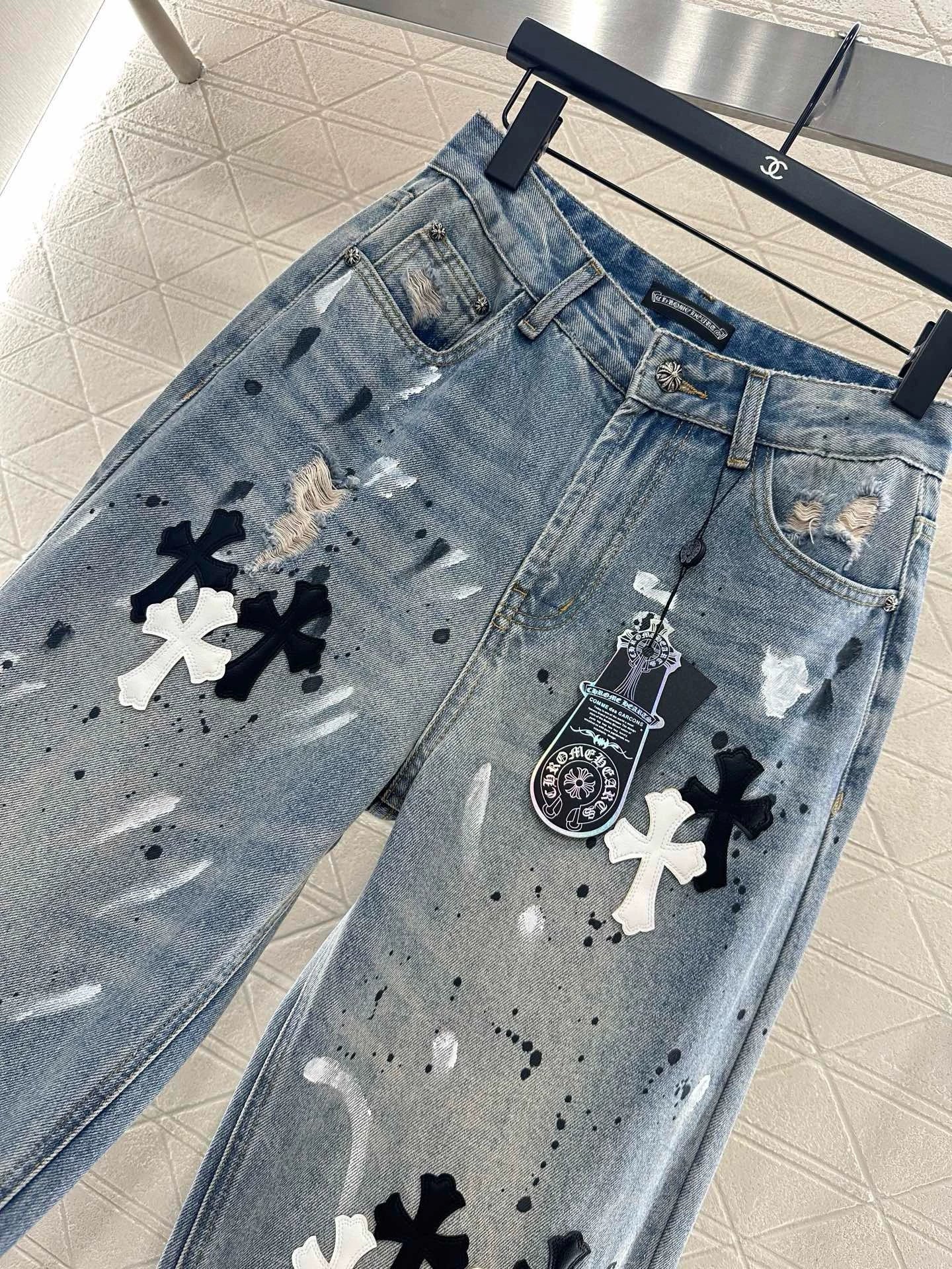CH 25 new ink-splashed cross logo jeans