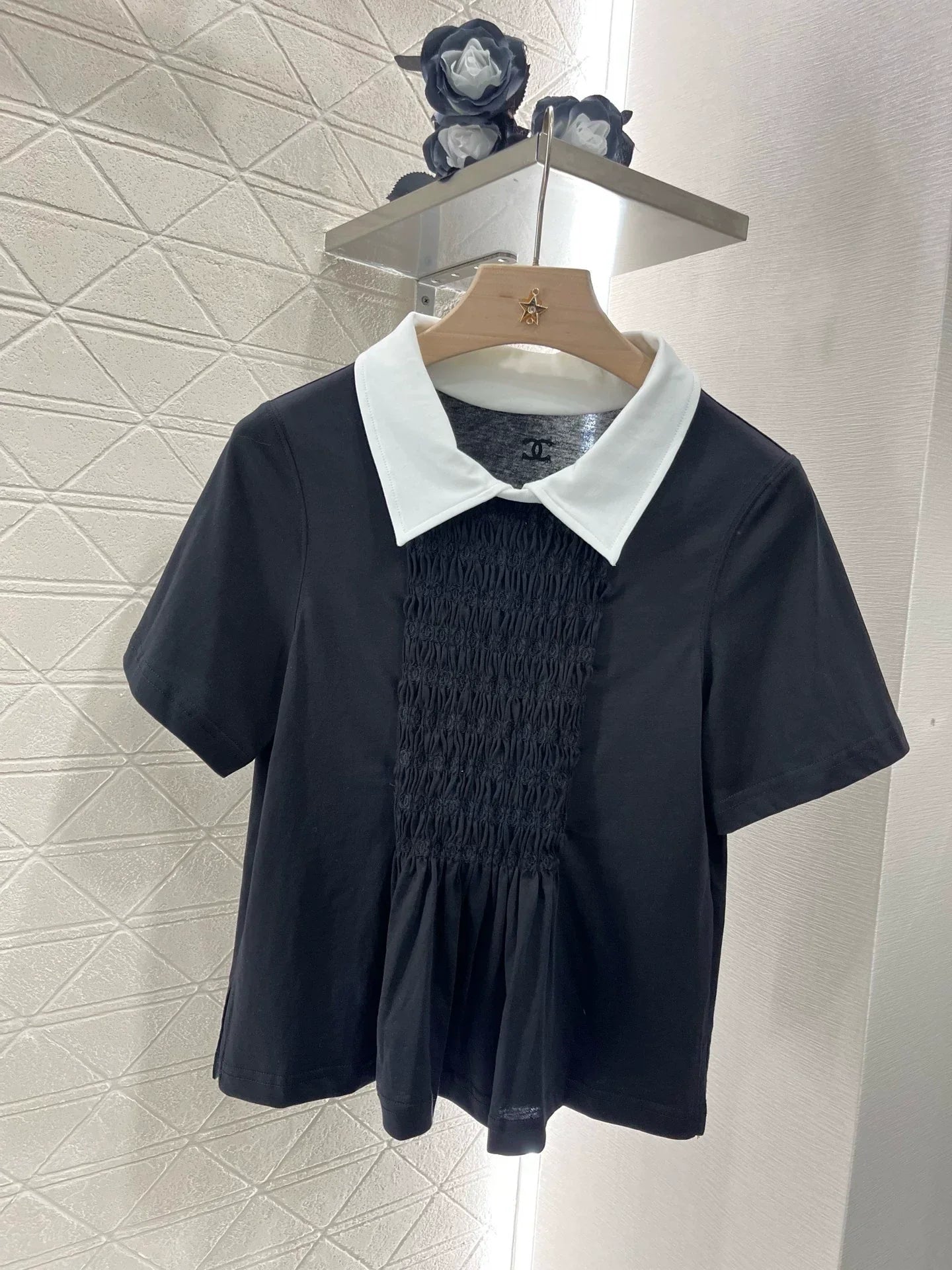 C 25 New Pleated Embroidered Tops