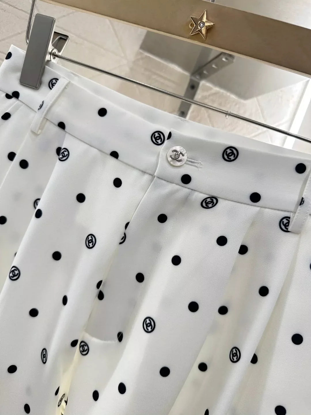 C Spring/Summer 25 New Printed Polka Dot Wide Leg Pants