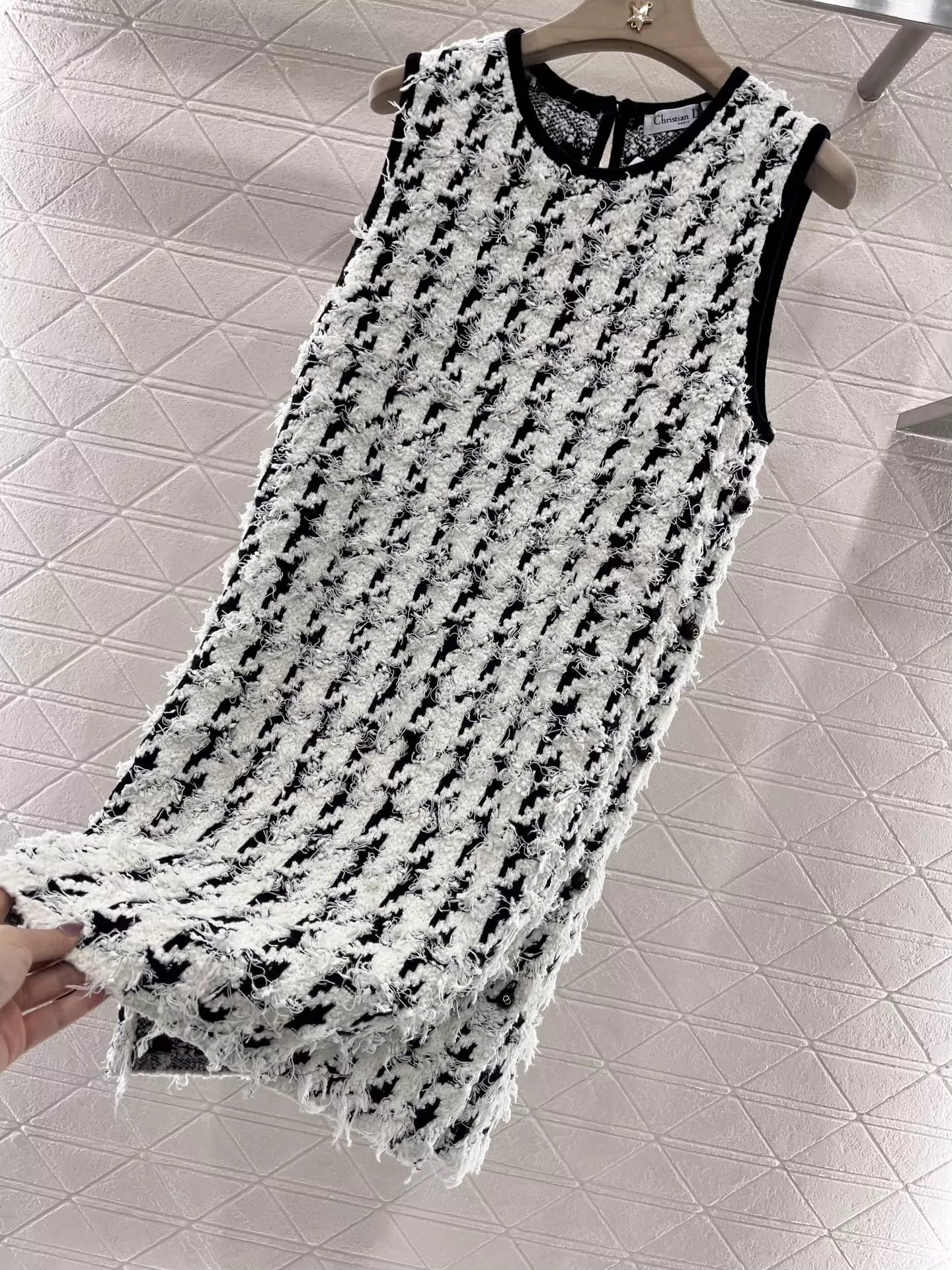 2025 New Arrivals Houndstooth Knitted Vest Dress