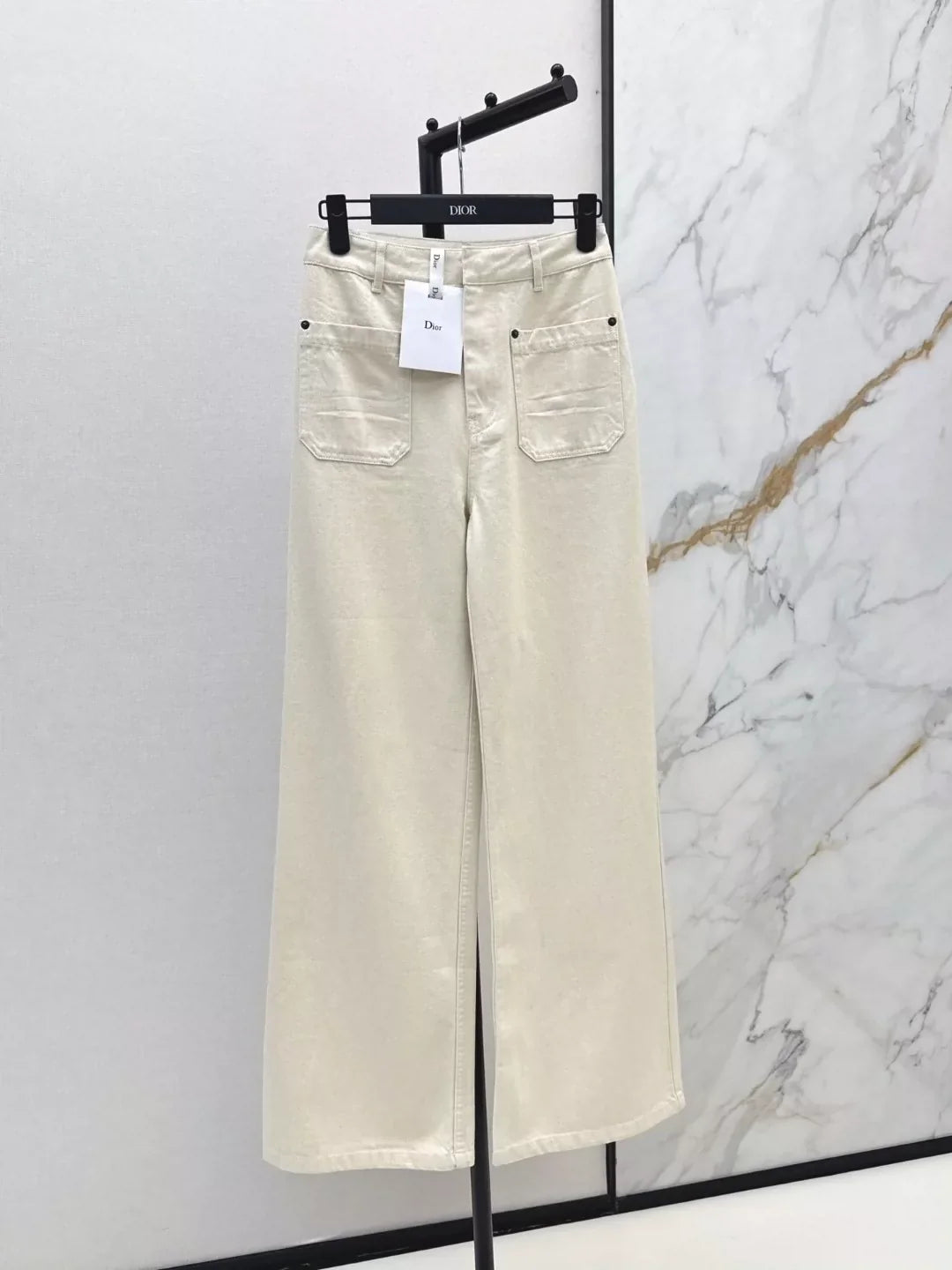 D 25 Spring/Summer Newest Mid-High Waist Double Pocket Straight Leg Jeans