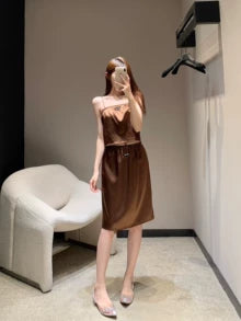 25 Summer new arrival satin camisole skirt suit