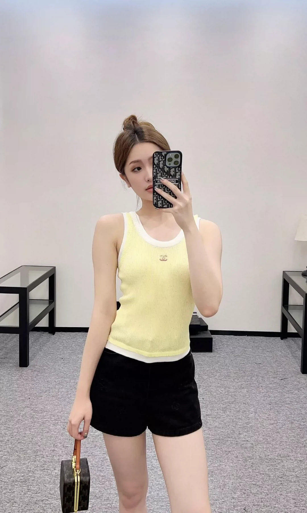 25 spring and summer new fake two-piece knitted undershirt