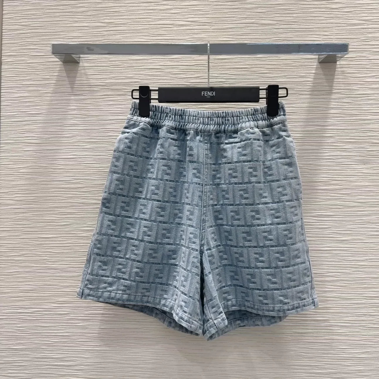 F 25 New monogrammed jacquard denim shorts
