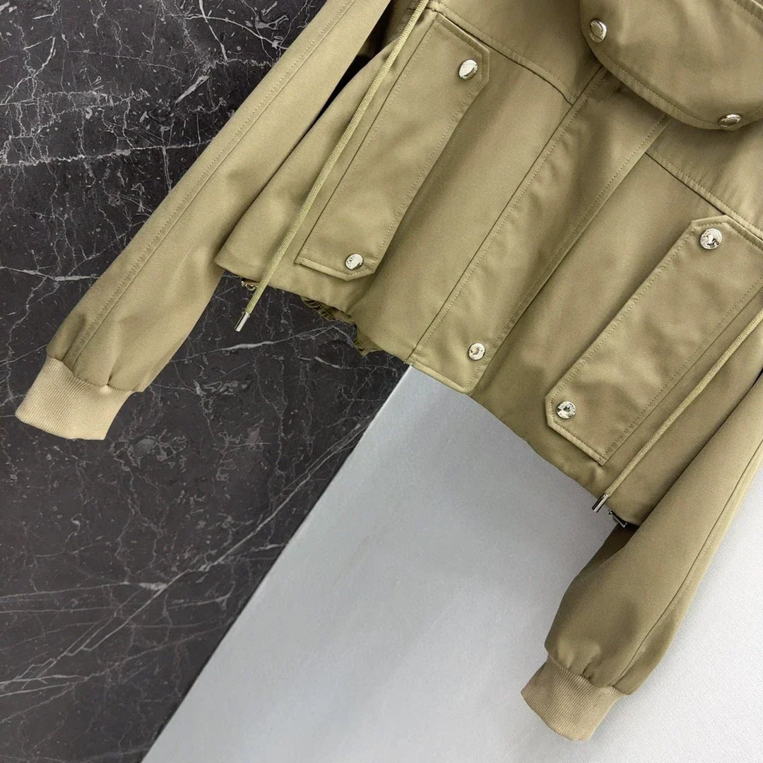 25 New classic hooded short windbreaker