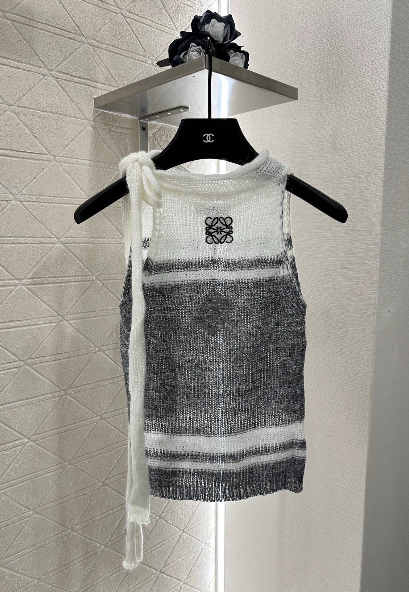 25 Striped Knit Vest and Skirt Set