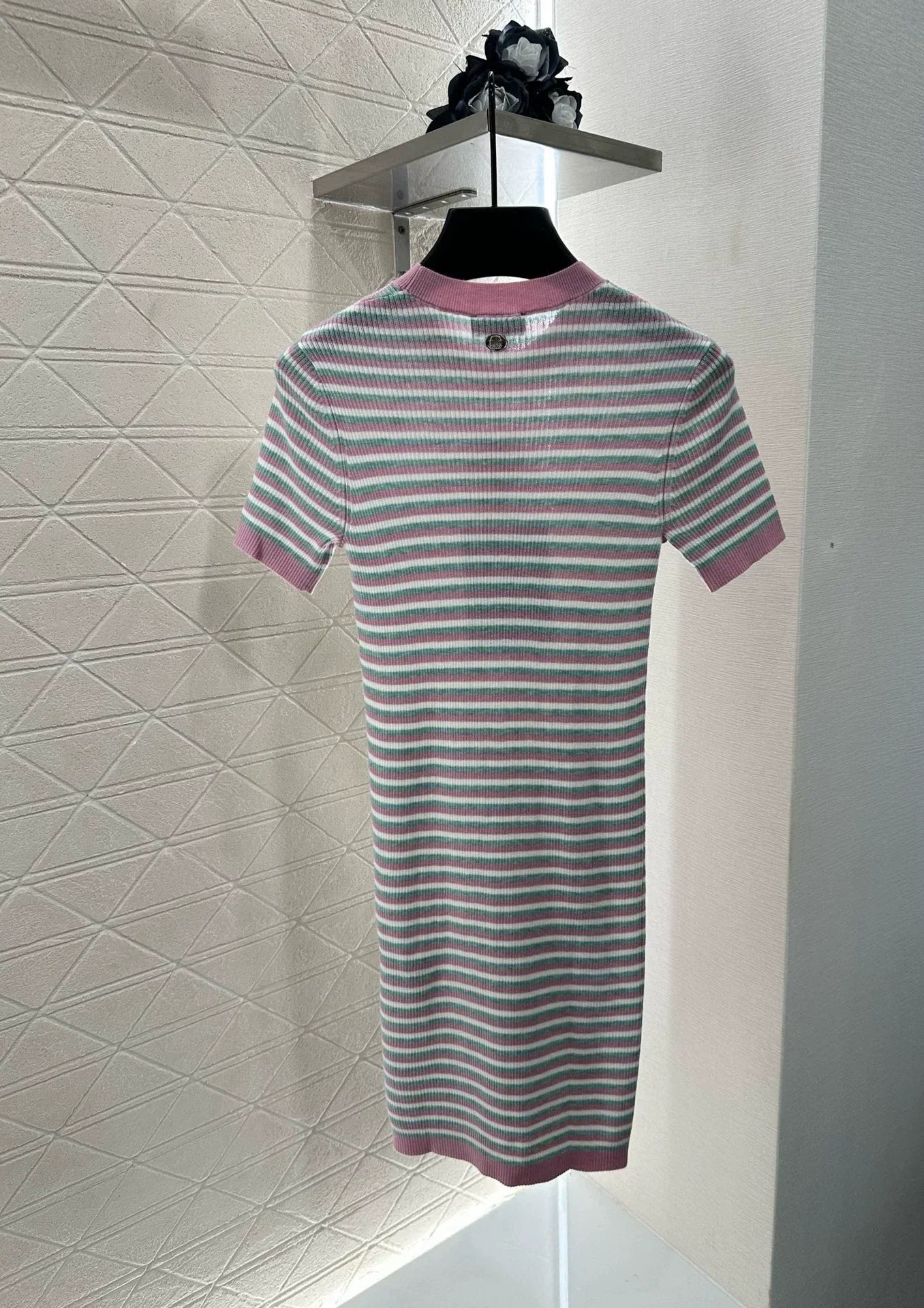 C 25 Striped Knit Short-Sleeved Dress