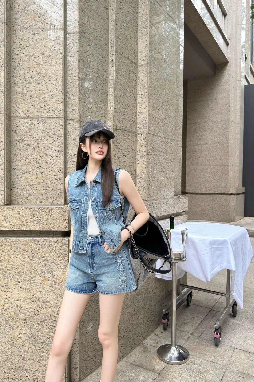 c 25 New Embroidered Denim Shorts