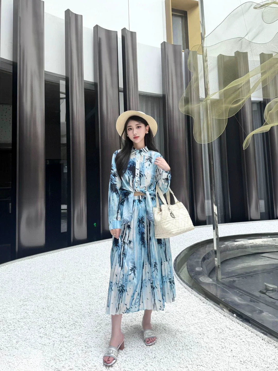 D 25 New Ink Painting Print Tie Long Sleeve Shirt