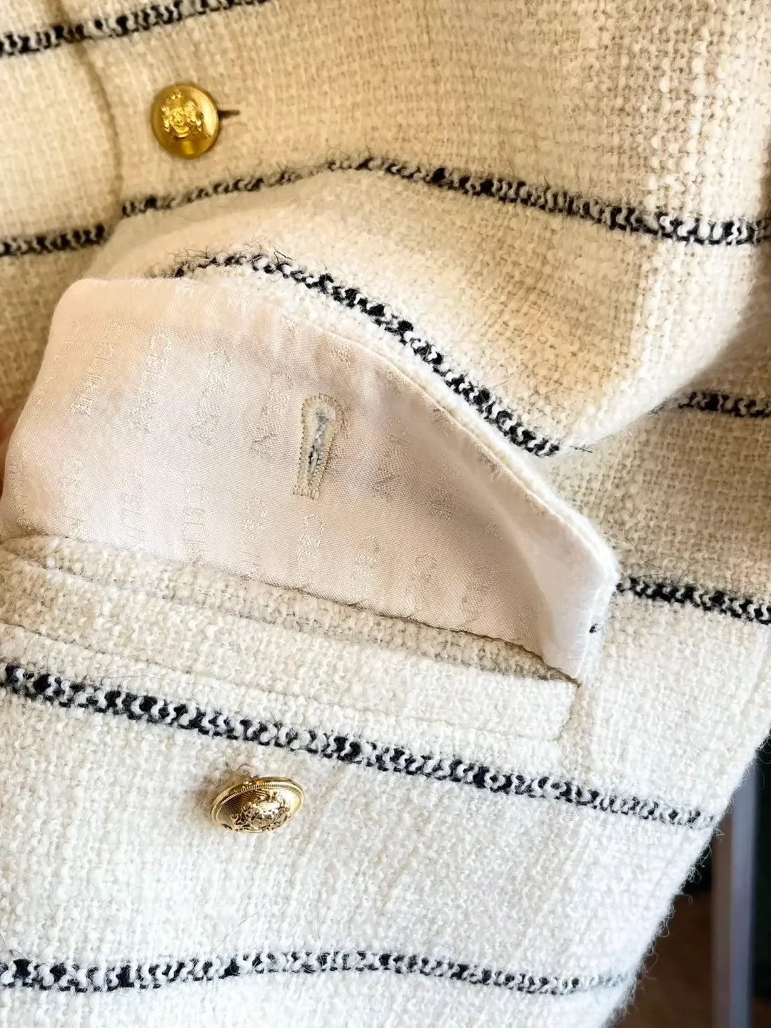 25 Spring new striped tweed wool jacket