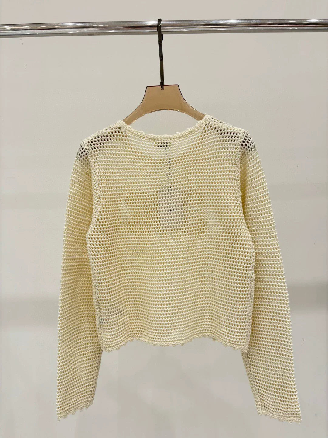 CE 25 Spring and Summer new round neck letter logo jacquard hollow knitted long sleeves