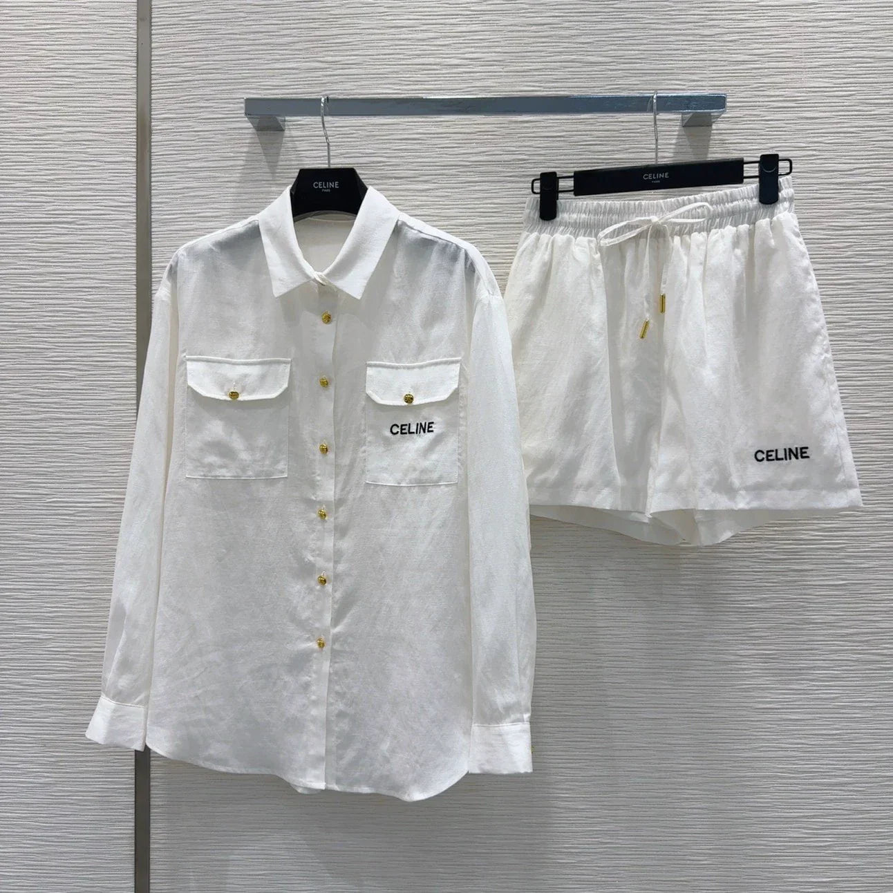 Ce 25 New Pocket Long Sleeve Shirt Shorts Set