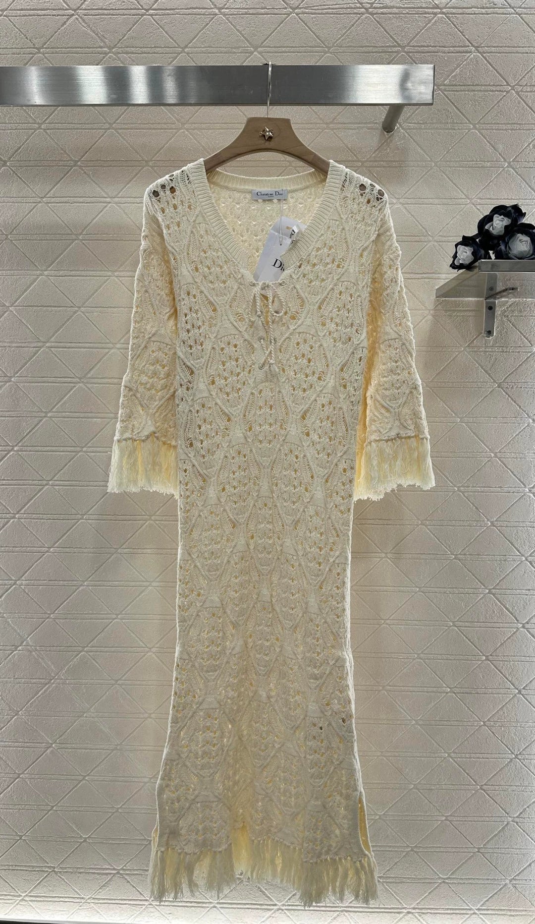 D 25 New Knit Crochet Fringe Dress