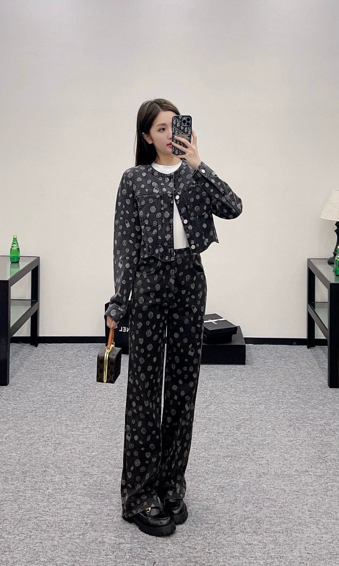 C 25 Laser printed denim trousers