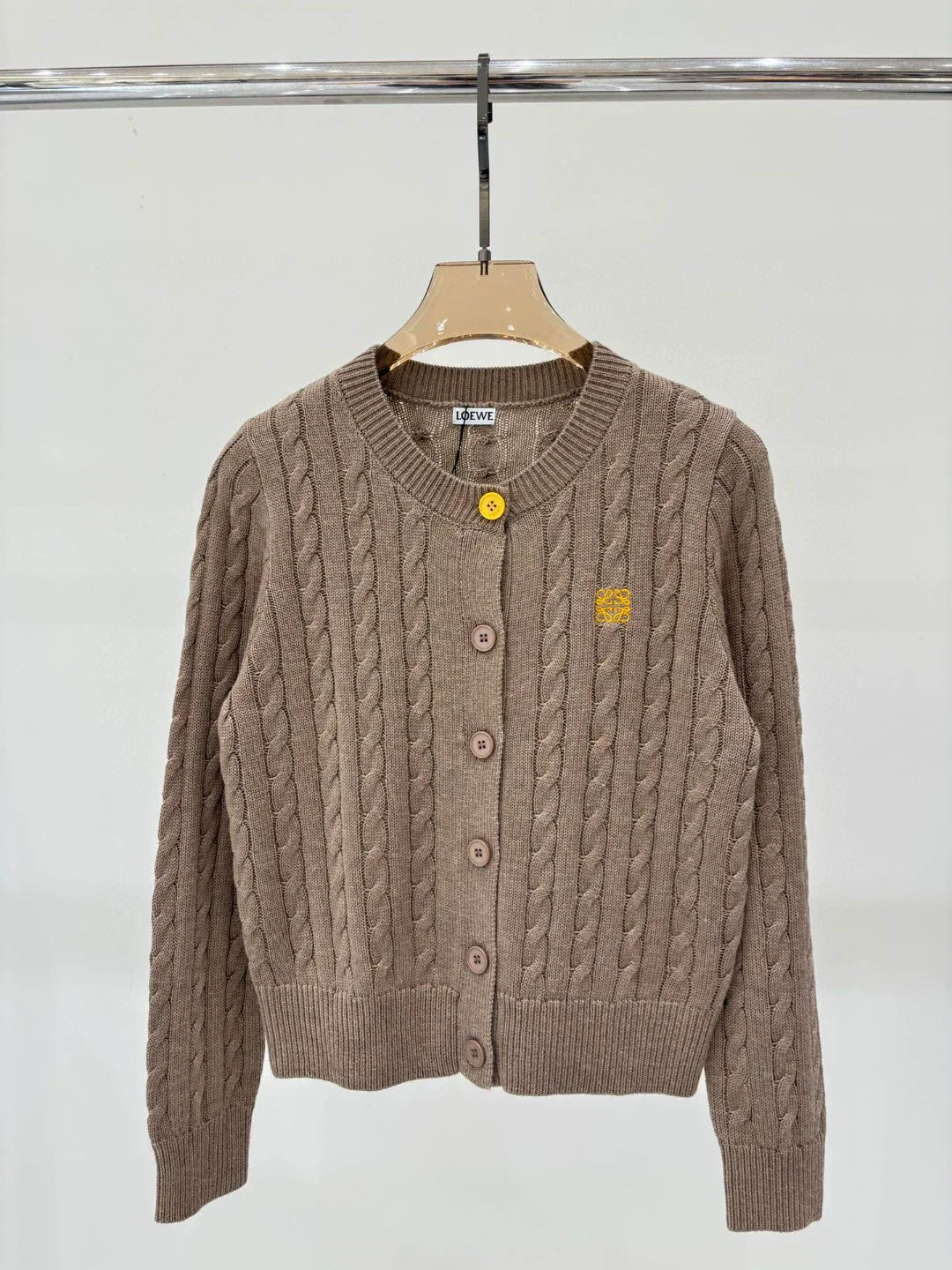 LO 25 Spring and Summer New Round Neck Letter Logo Embroidered Button Knitted Cardigan