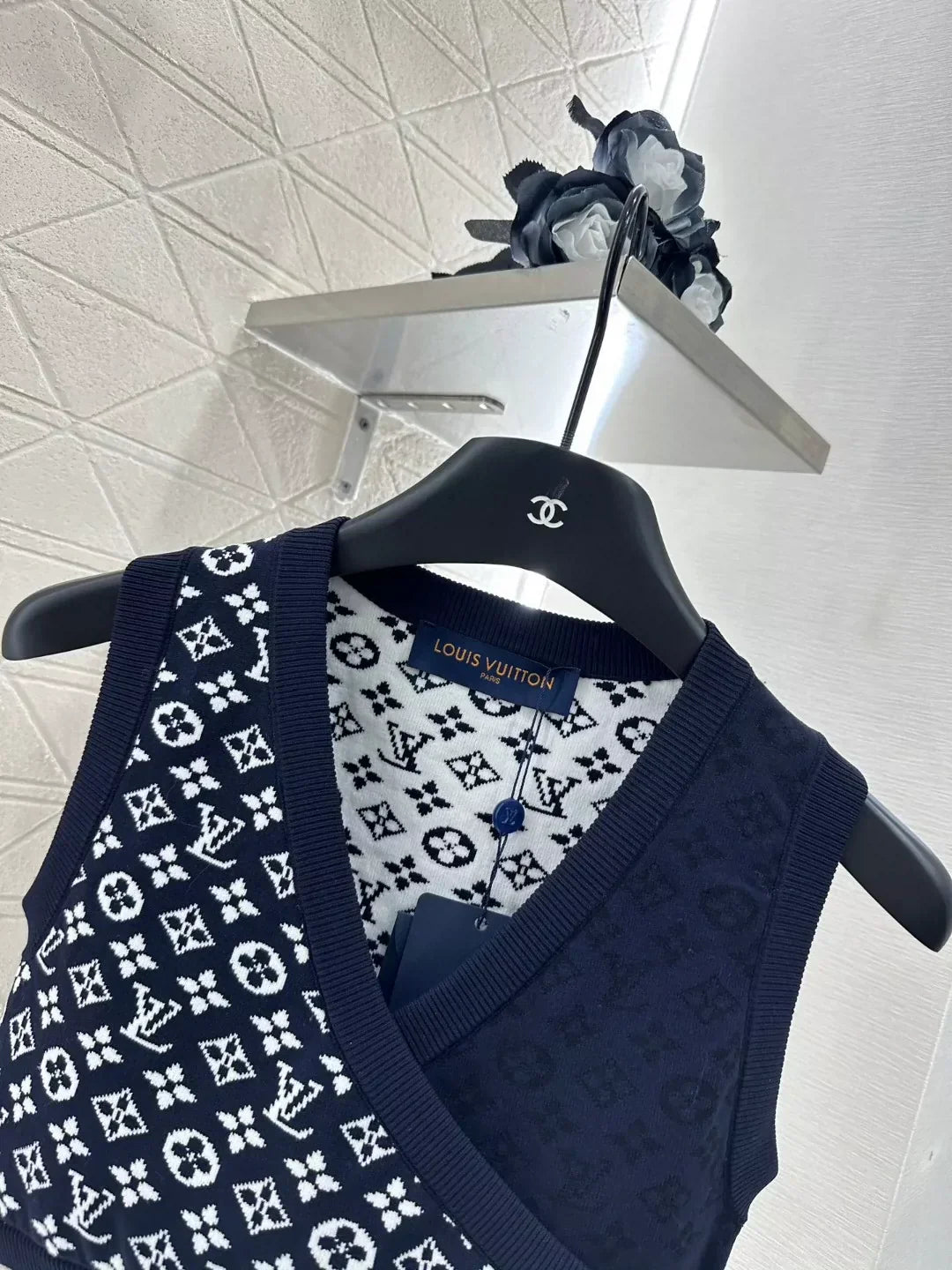 L 25 New Jacquard patchwork knitted short vest