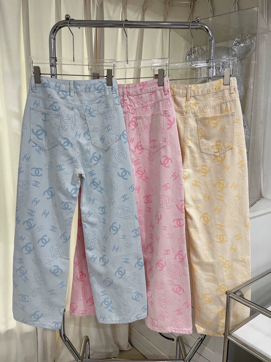 C 25 Summer New Summer Dopamine Jacquard Tencel Straight Leg Pants