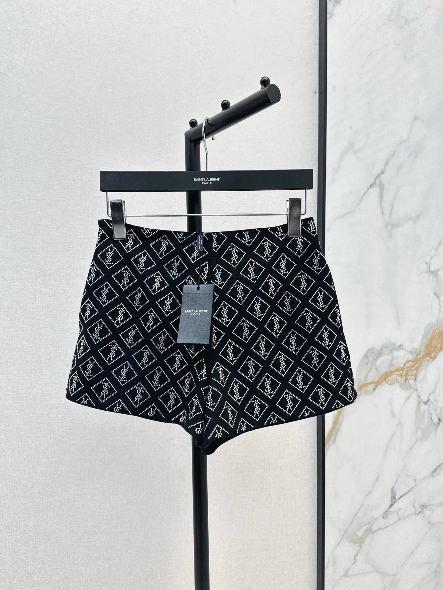 Y 25 Rhinestone Logo Shorts