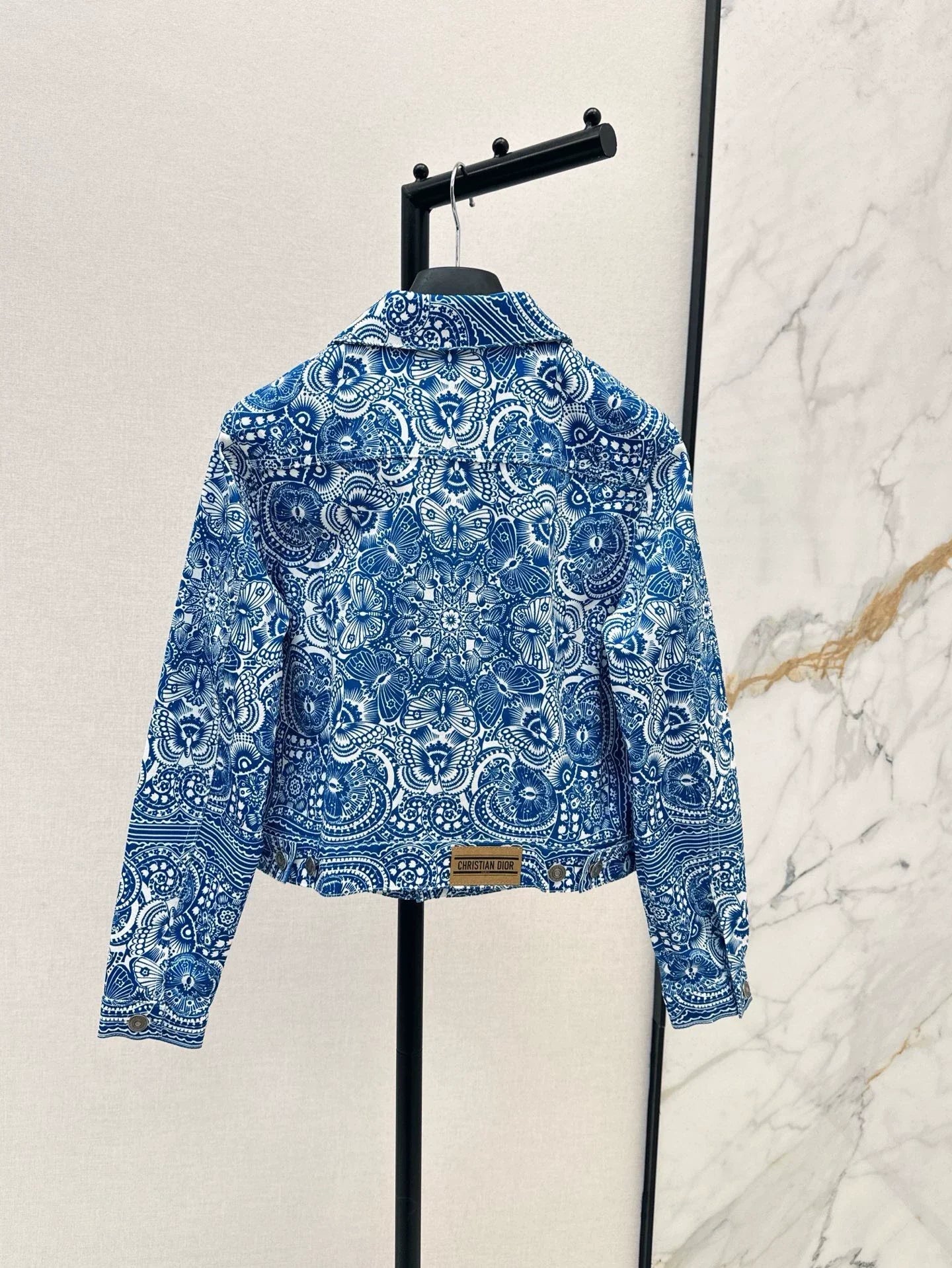 D 25 Spring/Summer New Celadon Butterfly Print Denim Collection Jacket