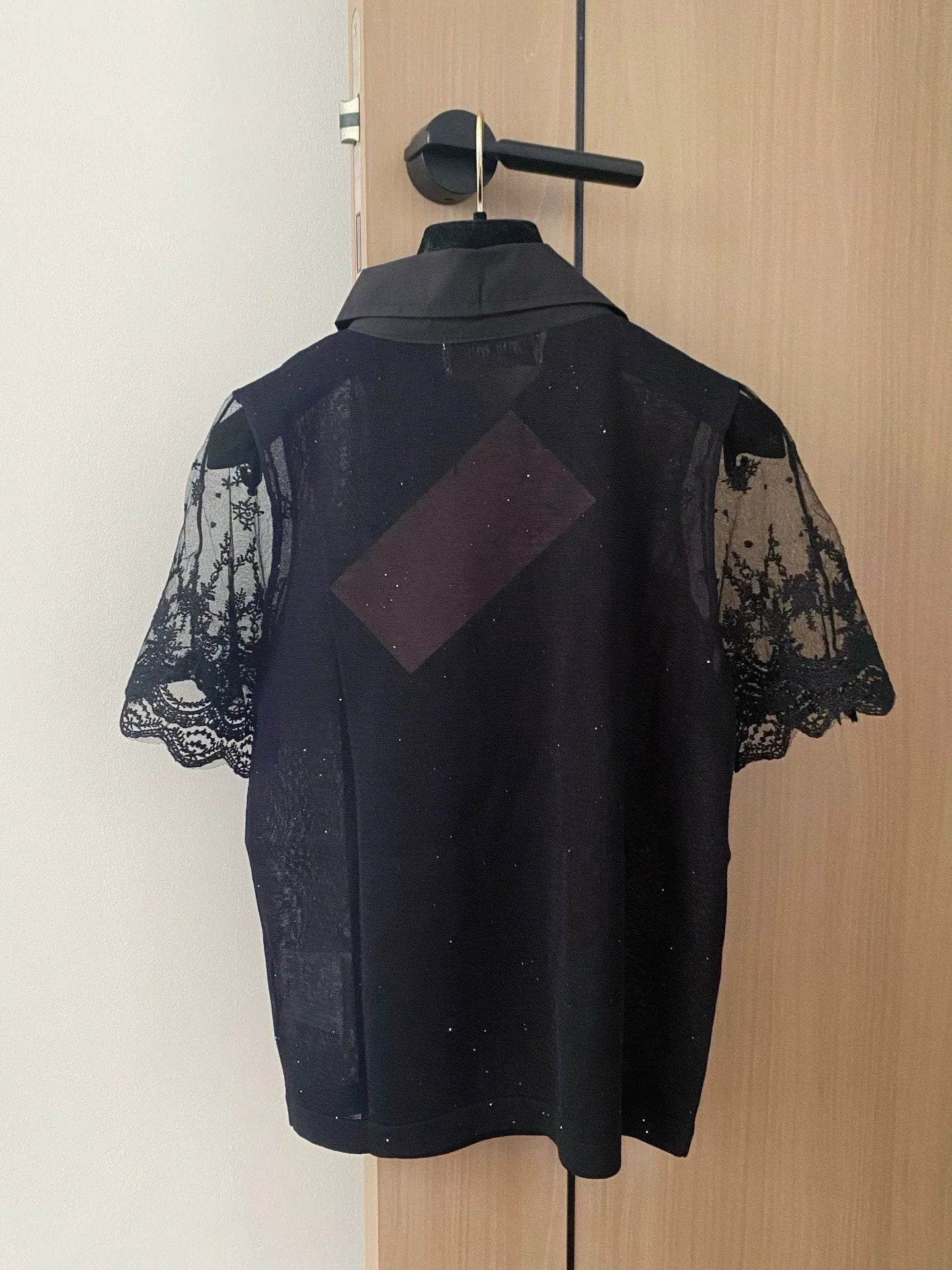 M 25 Spring/Summer Lace See-Through Sleeve Short Sleeve