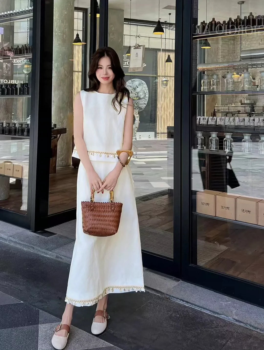 LP 25 Spring/Summer Latest Patchwork Lace Trimmed Linen Suit