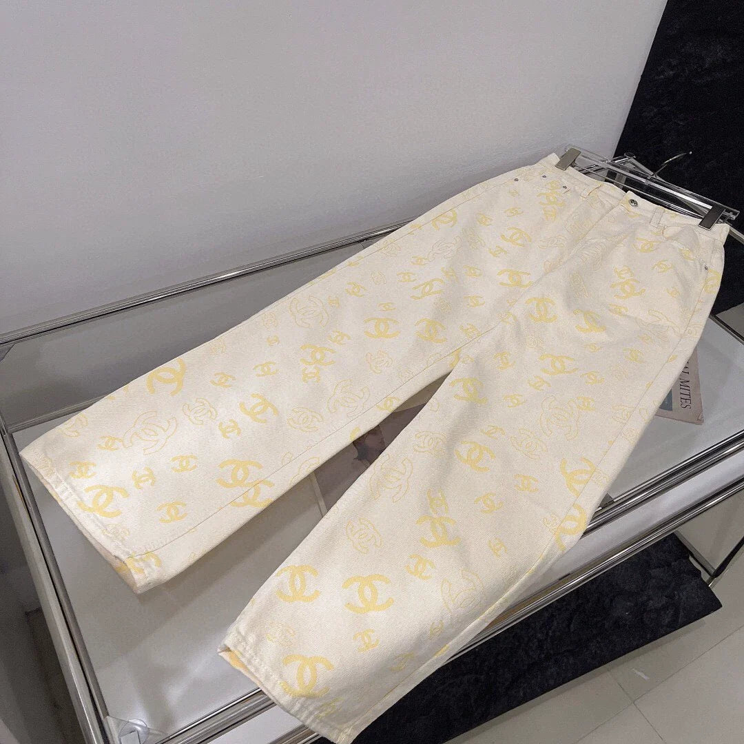 C 25 Summer New Summer Dopamine Jacquard Tencel Straight Leg Pants