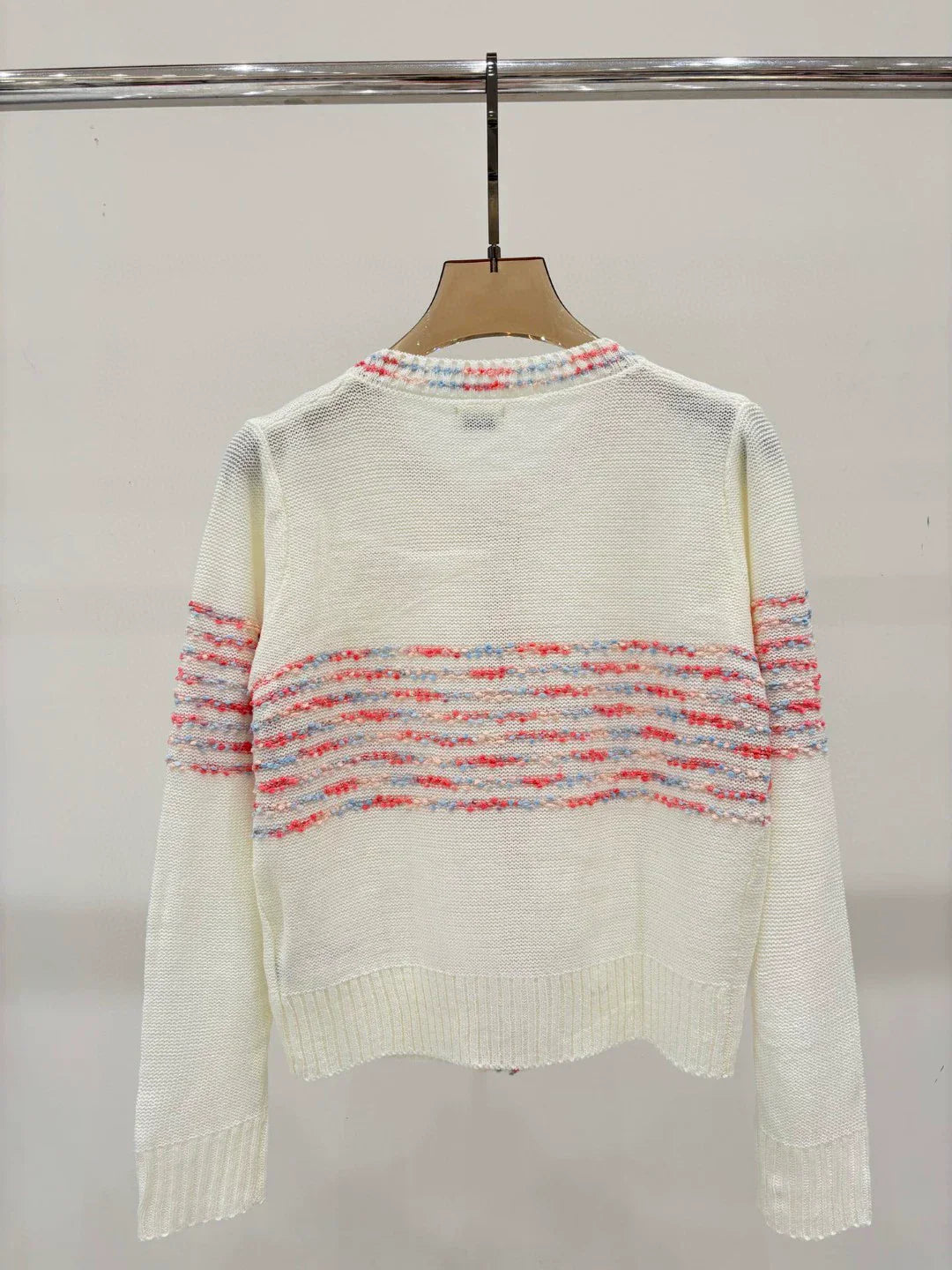 CE 25 Spring and Summer new round neck letter logo logo stripe mixed color knitted cardigan